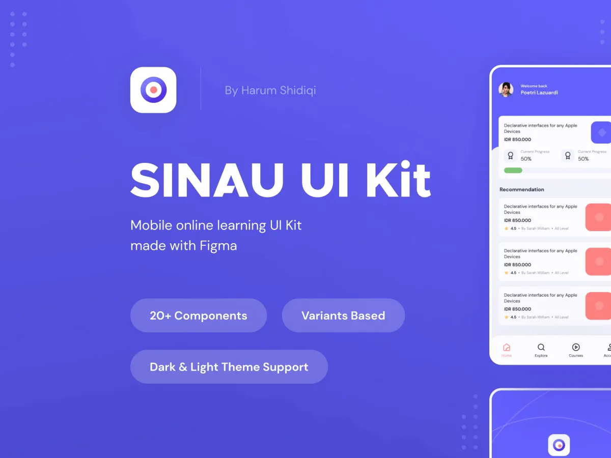 Online Learning App UI Kit  - Free Figma Template