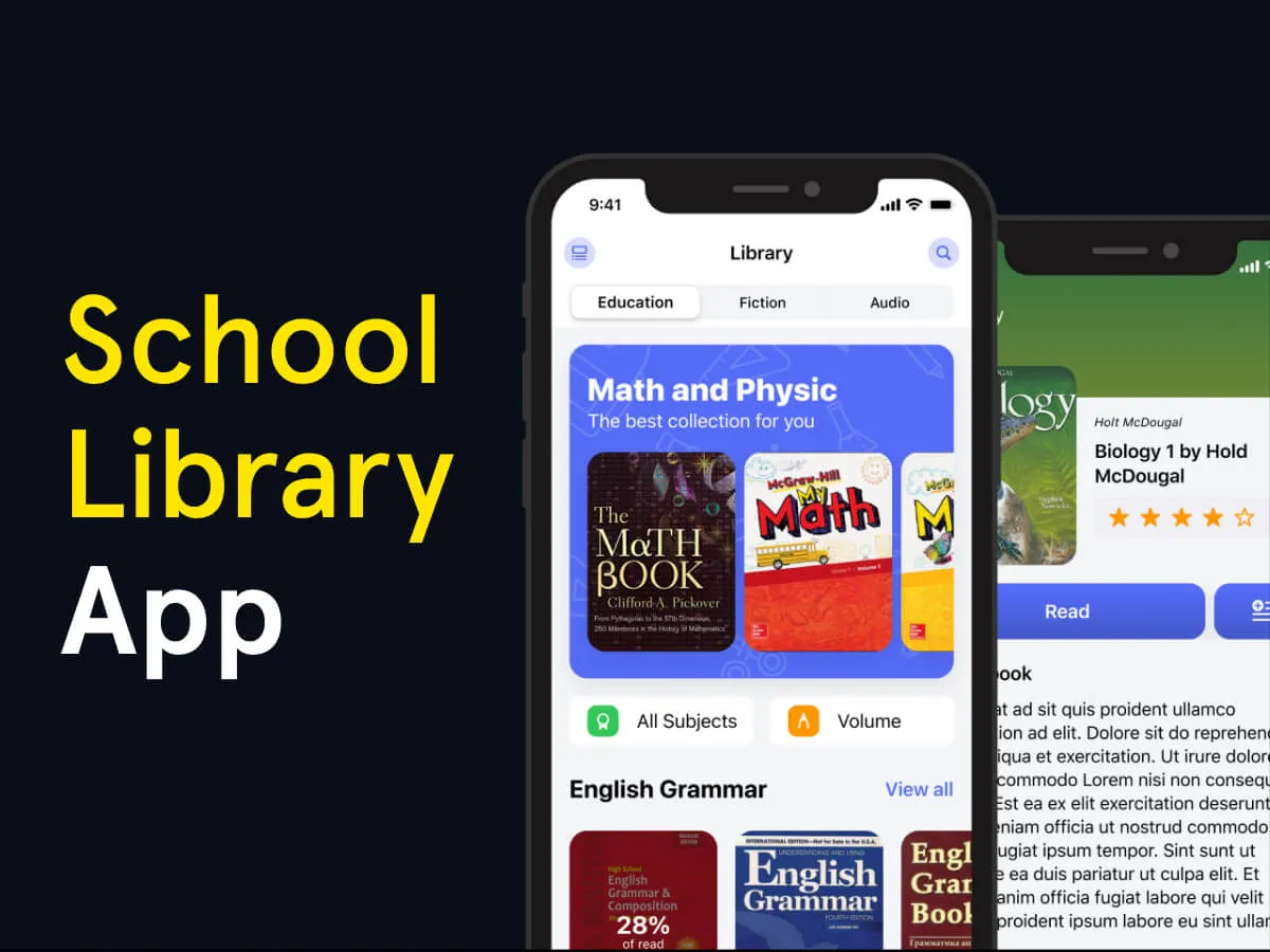 Online School Library App  - Free Figma Template