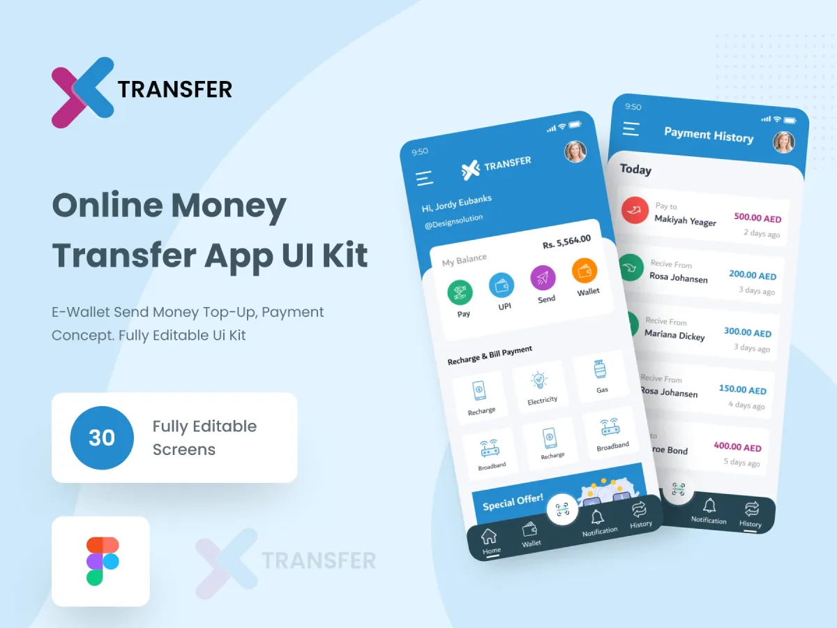 Online Wallet App  - Free Figma Template