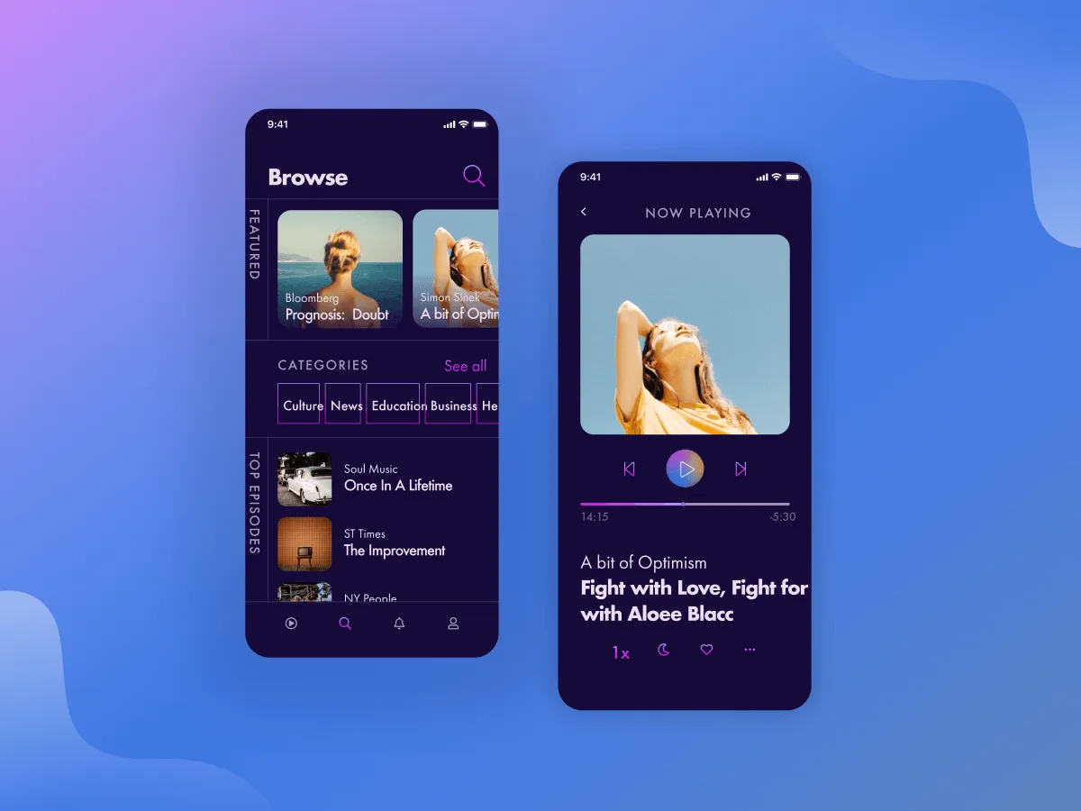 Podcast App Concept  - Free Figma Template