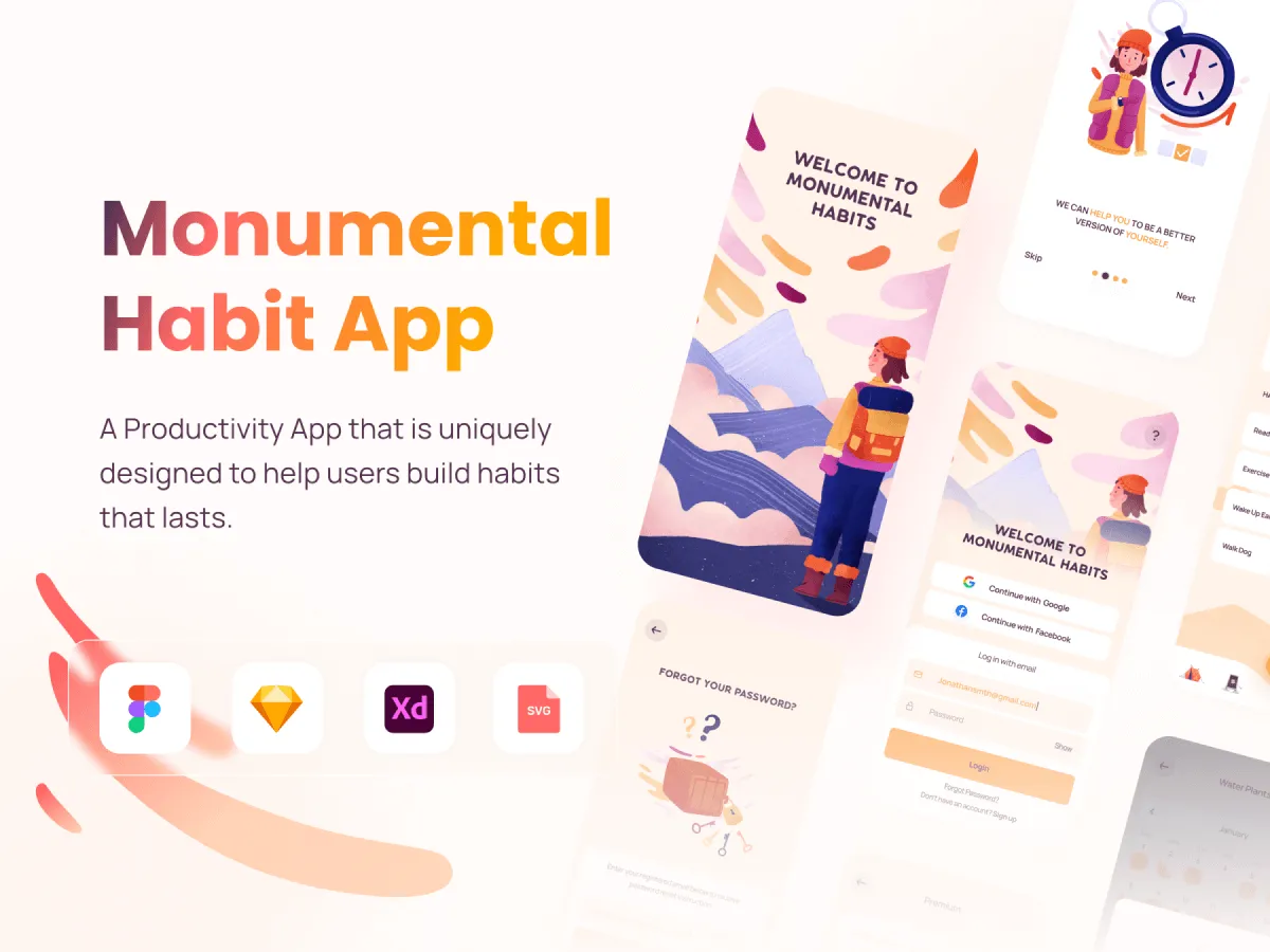 Productivity Mobile App UI Kit  - Free Figma Template