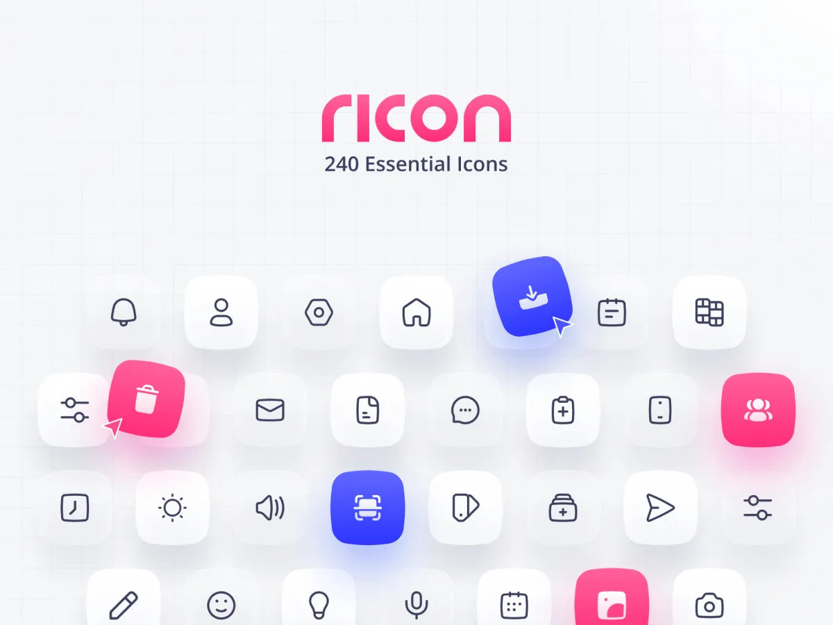 Ricon – Essential Interface Icons  - Free Figma Template
