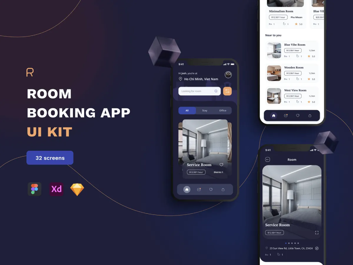 Room Booking App UI Kit  - Free Figma Template