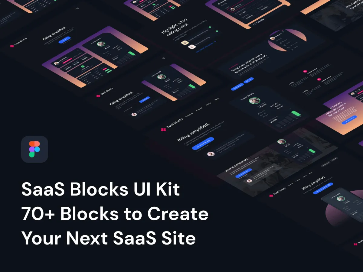 SaaS Blocks UI Kit  - Free Figma Template