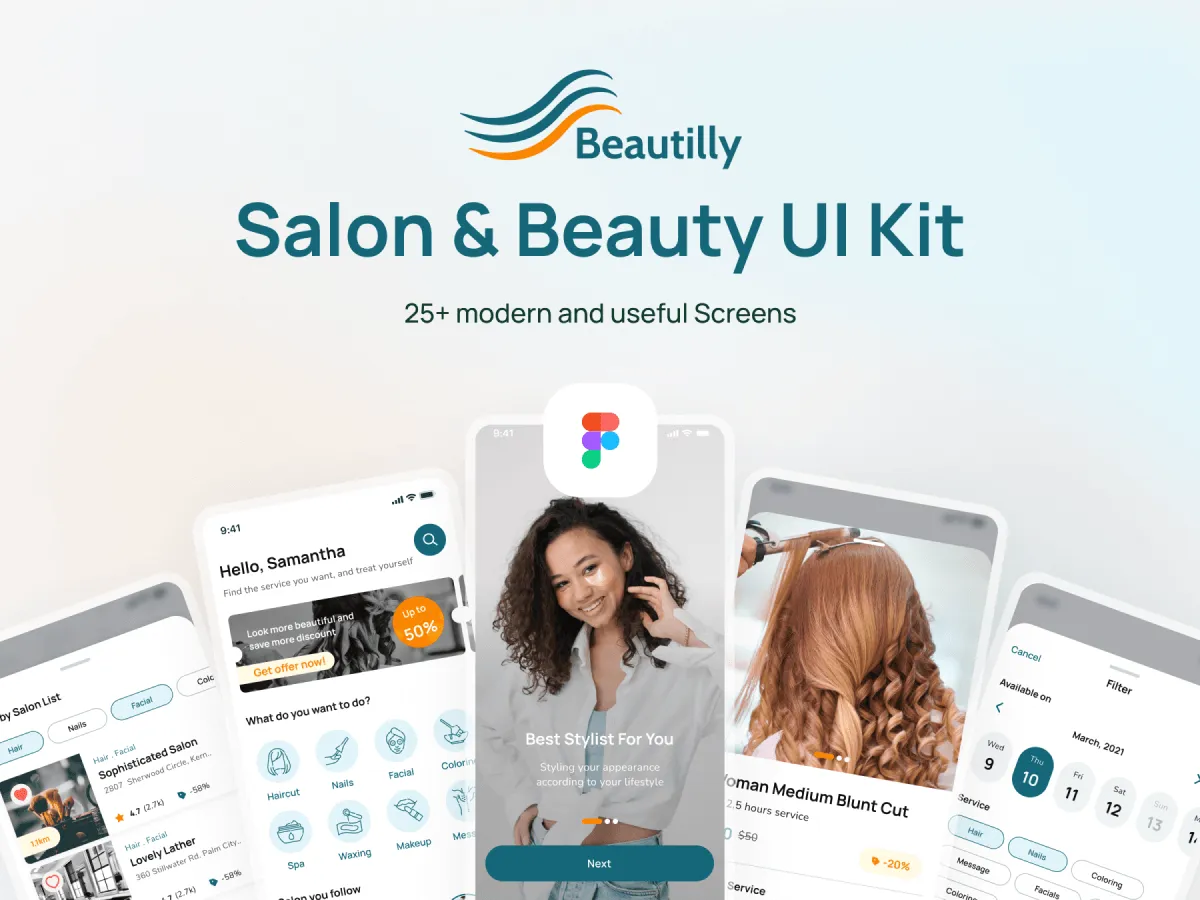 Salon & Beauty UI Kit  - Free Figma Template