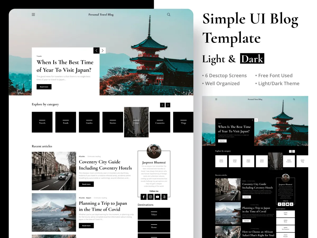 Simple UI Blog Template  - Free Figma Template