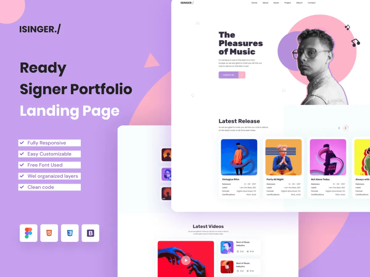 Singer Website  - Free Figma Template