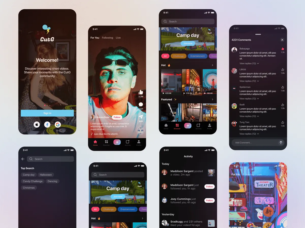 Social Media Video App  - Free Figma Template
