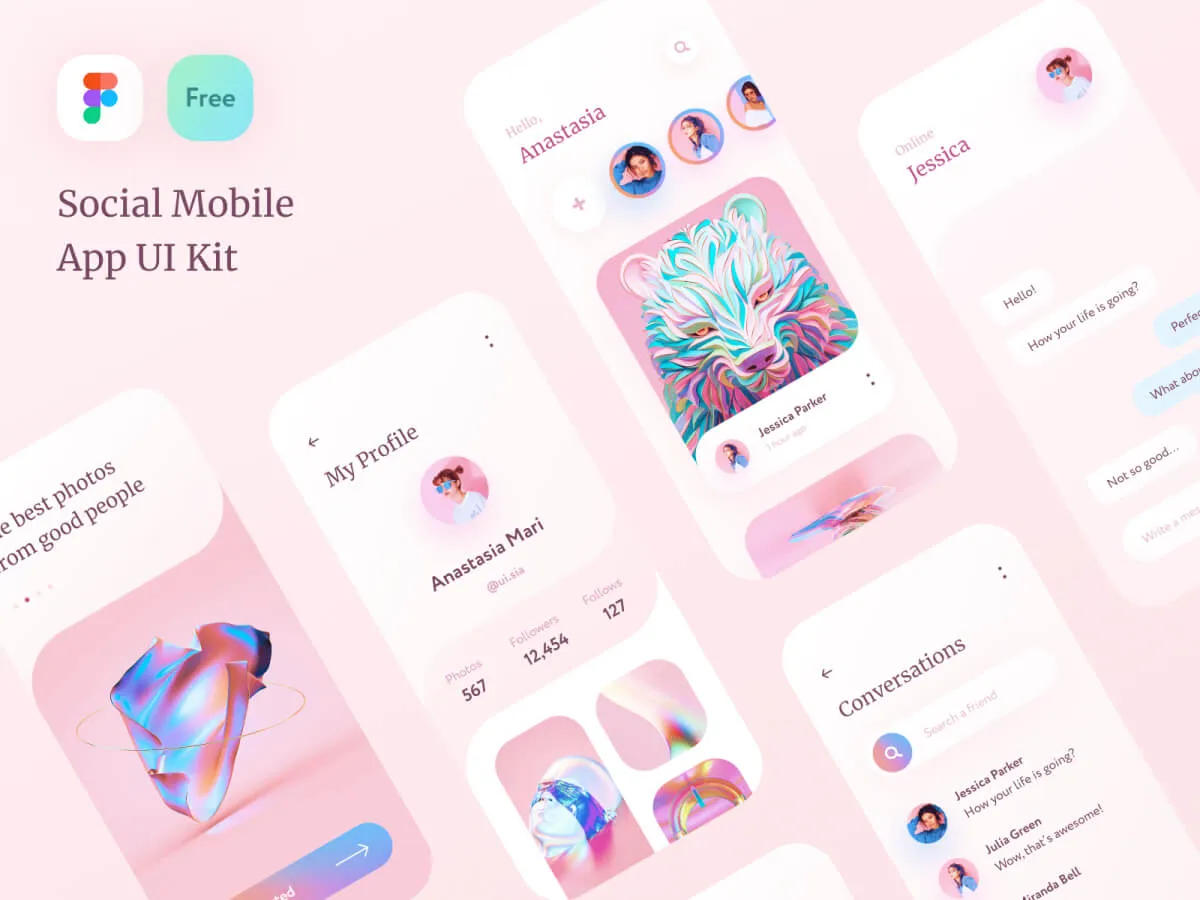 Social Networking Mobile App  - Free Figma Template