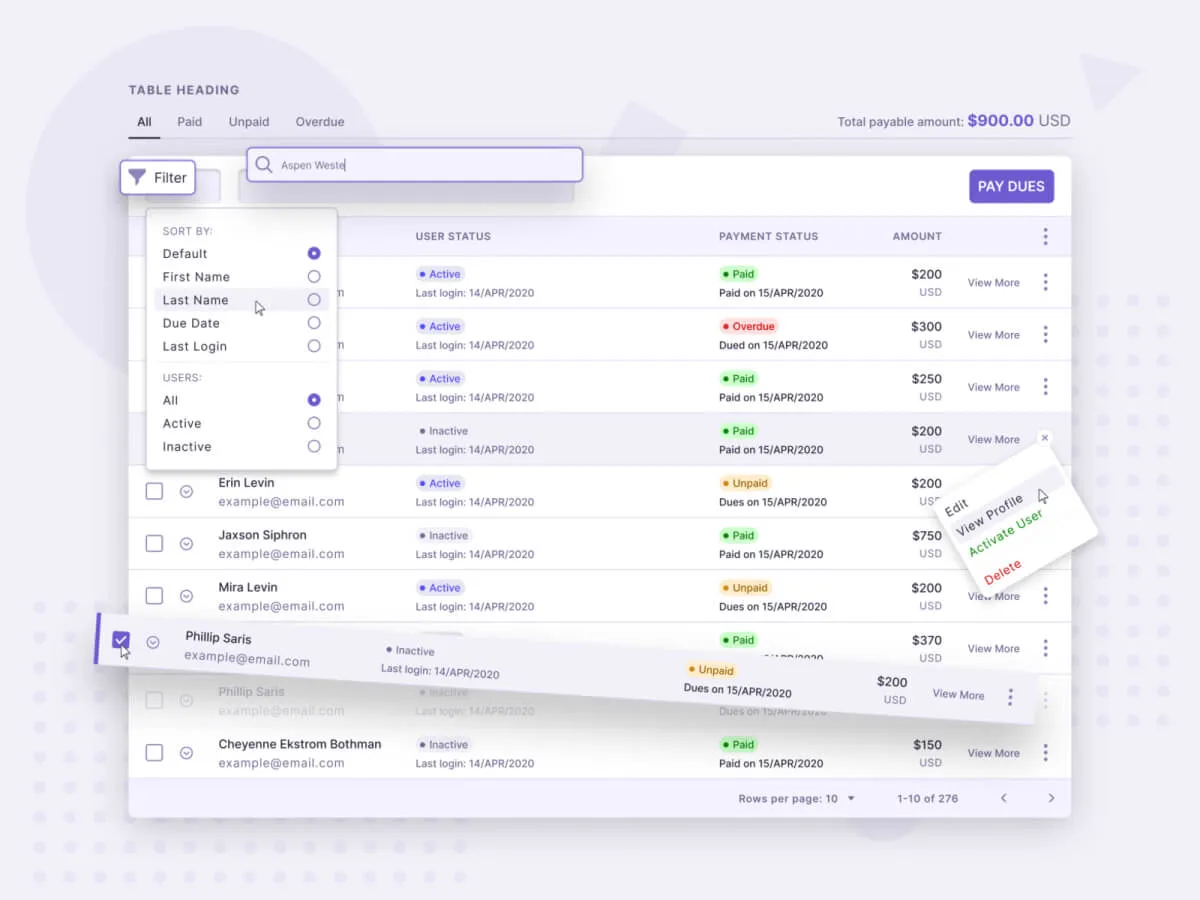 Table Components UI Kit  - Free Figma Template