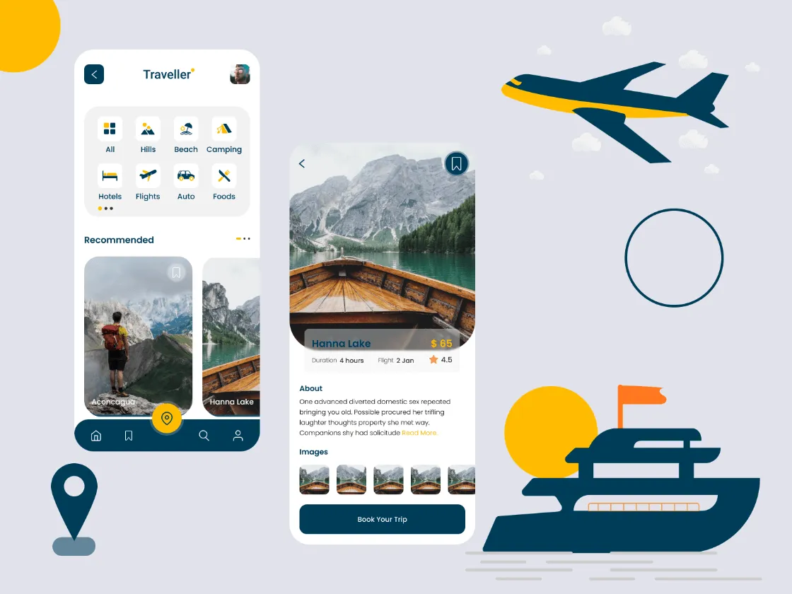Travel Mobile App  - Free Figma Template