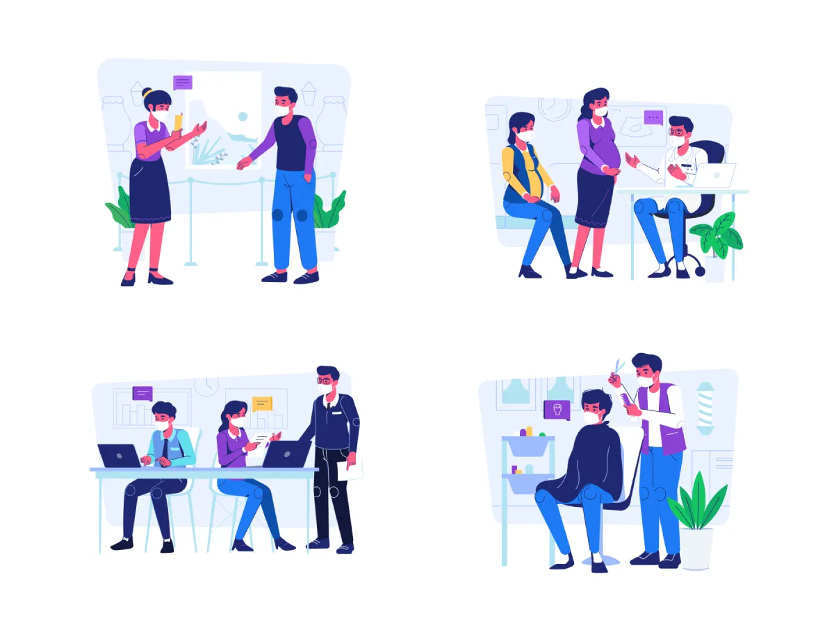 Work Facemask Illustrations  - Free Figma Template