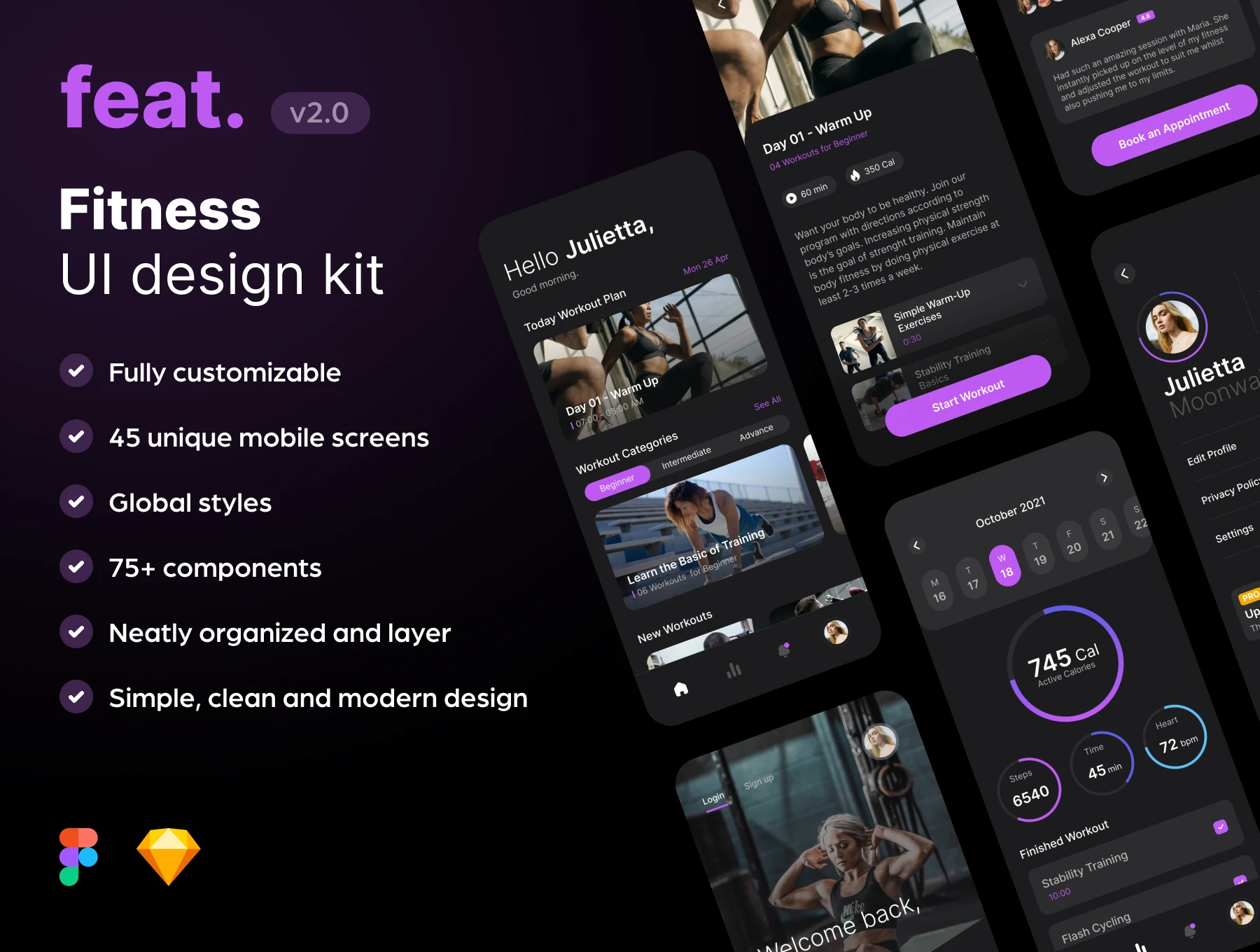 Free Feat - Fitness UI Design Kit for Figma and Adobe XD
