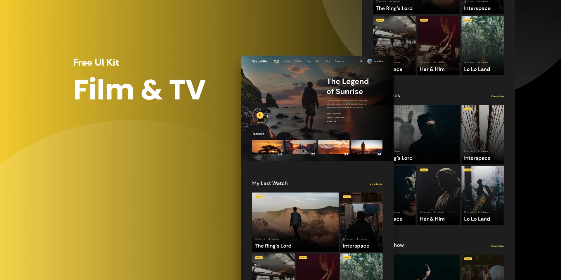 FREE Film & TV Streaming Landing Page for Figma and Adobe XD