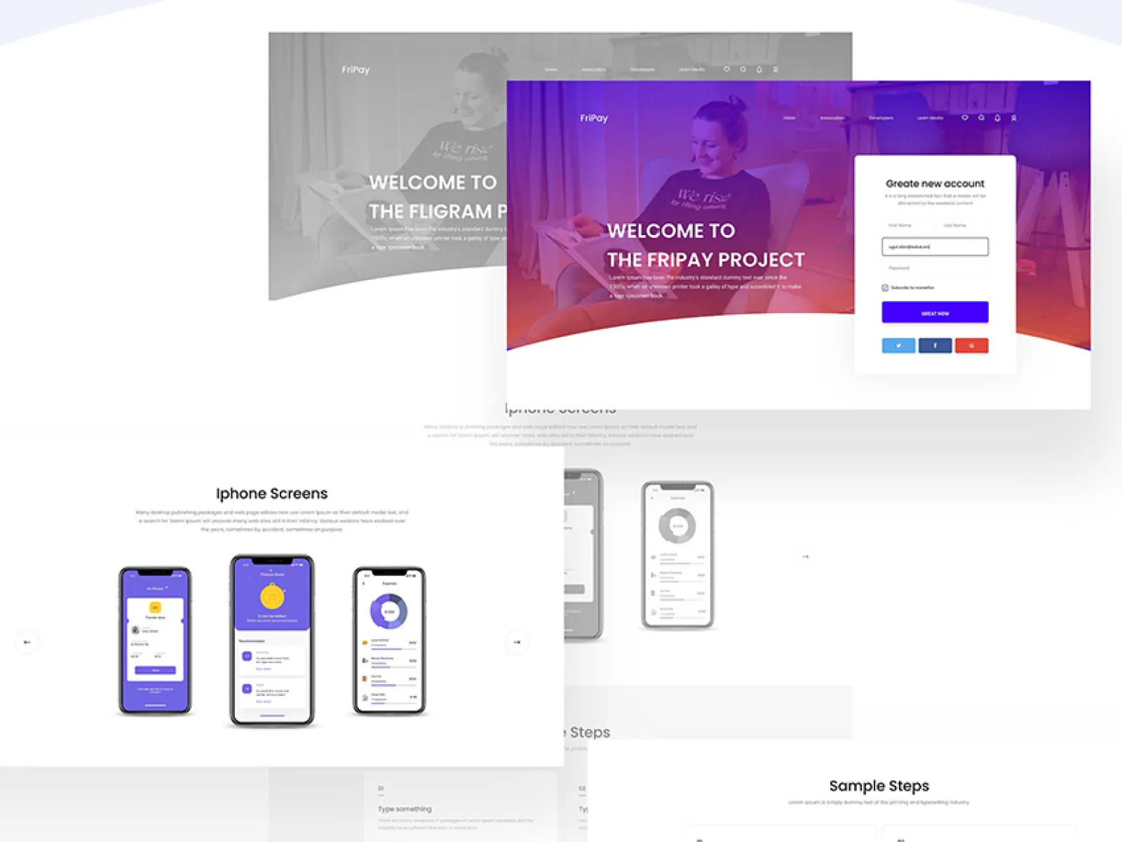 FREE Flat Web Design KIT  - Free Figma Template