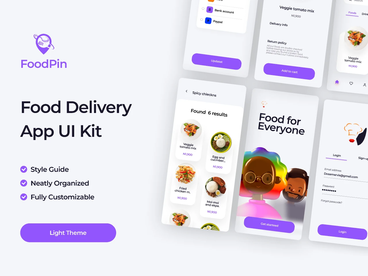Free Food Delivery App for Figma and Adobe XD
