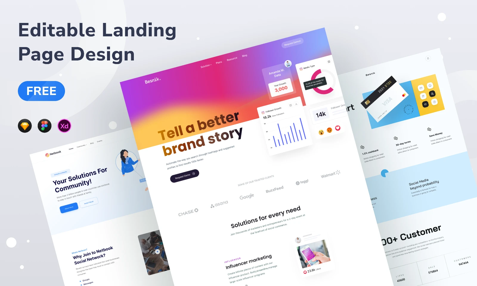 Free Landing Page Design for Figma and Adobe XD