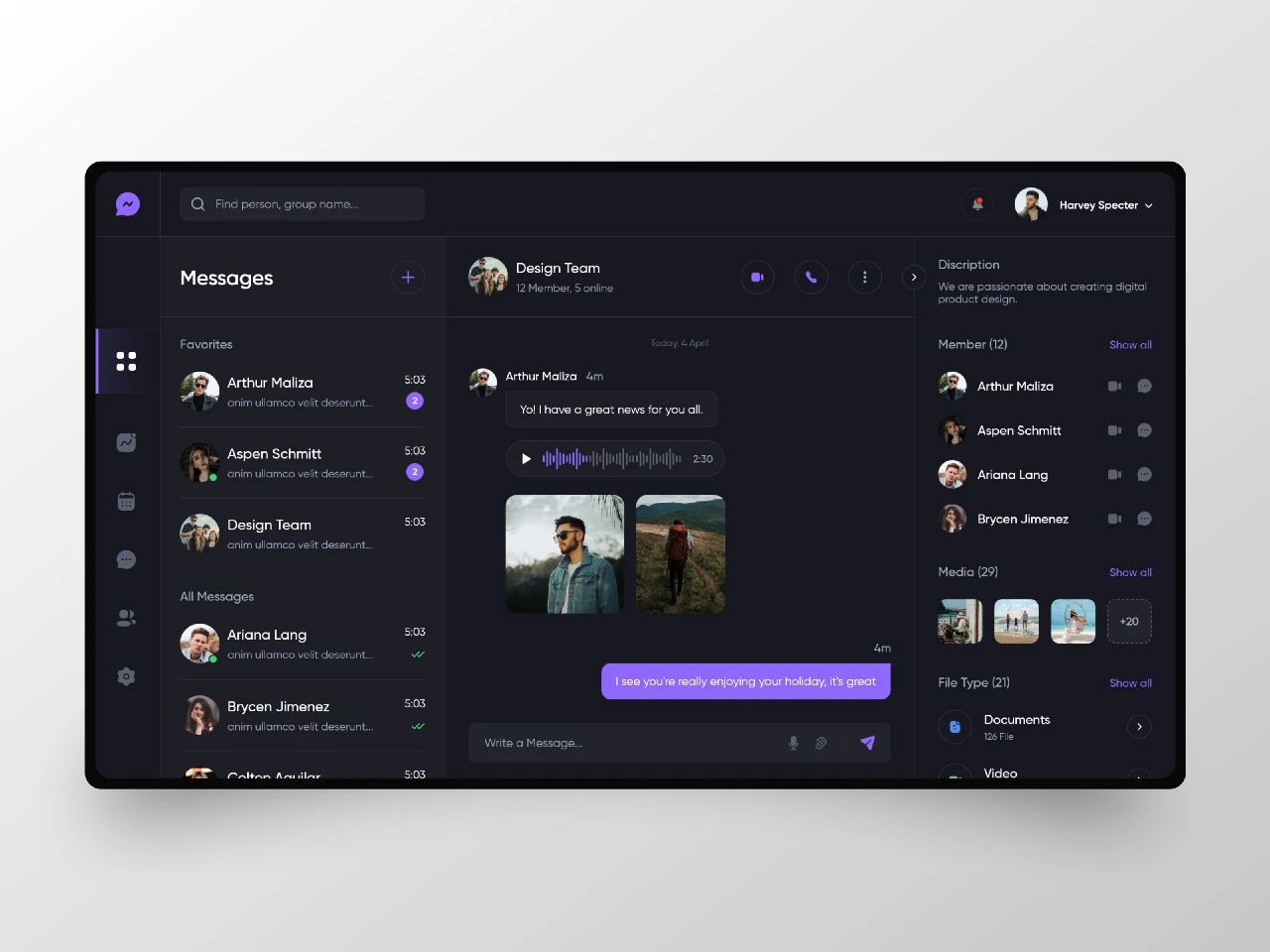Free Messenger Dashboard Design for Figma and Adobe XD