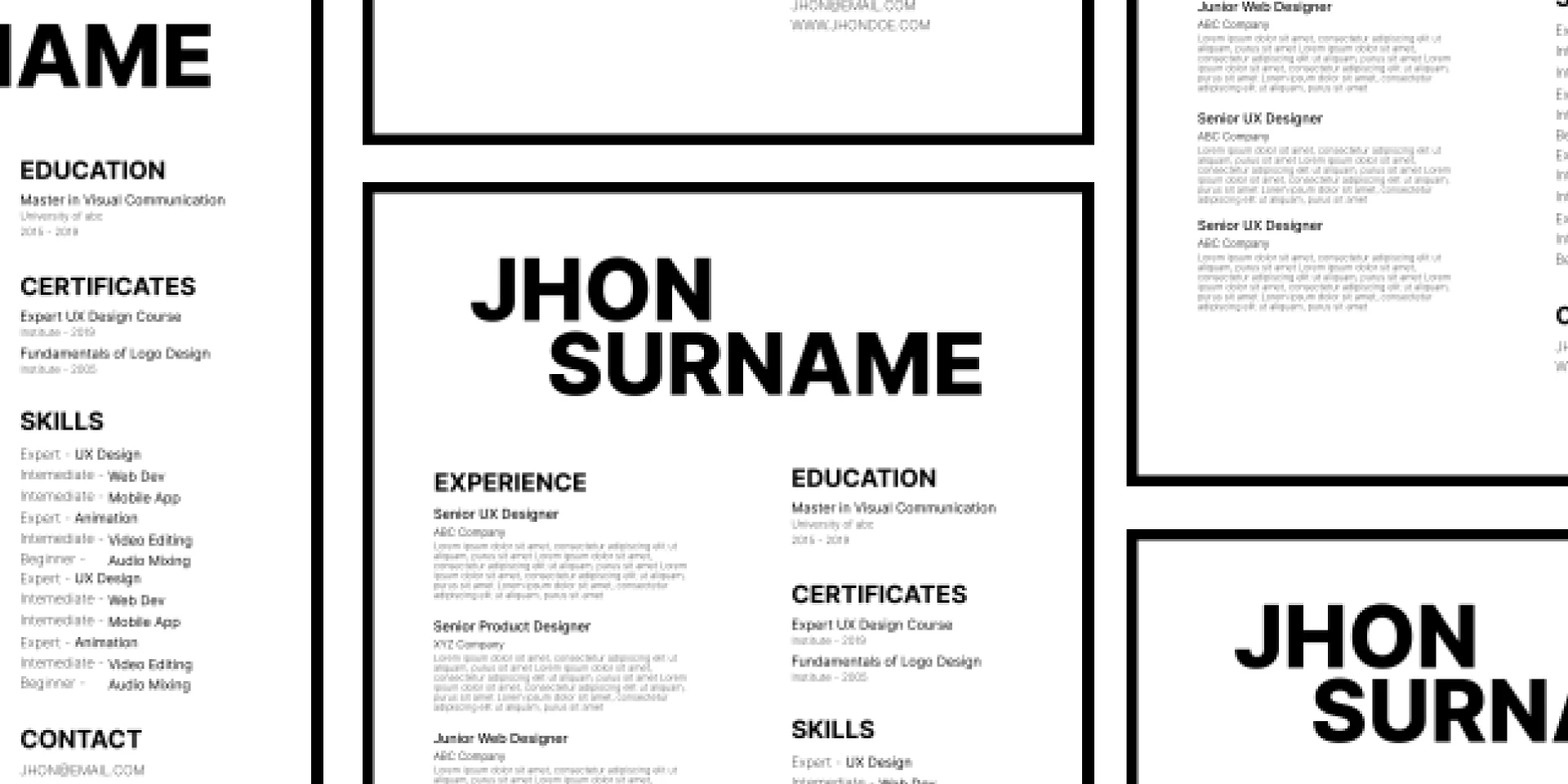 Free Minimal Resume CV for Figma and Adobe XD