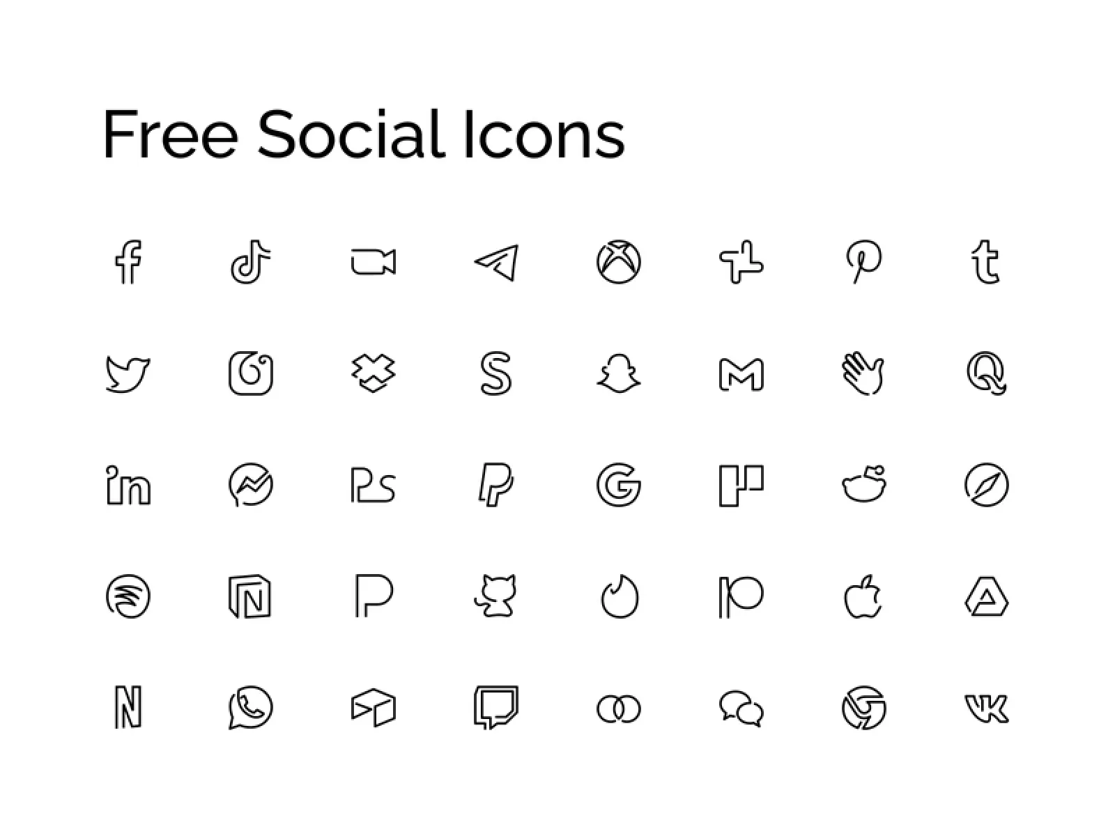 Free Minimal Social Icons  - Free Figma Template