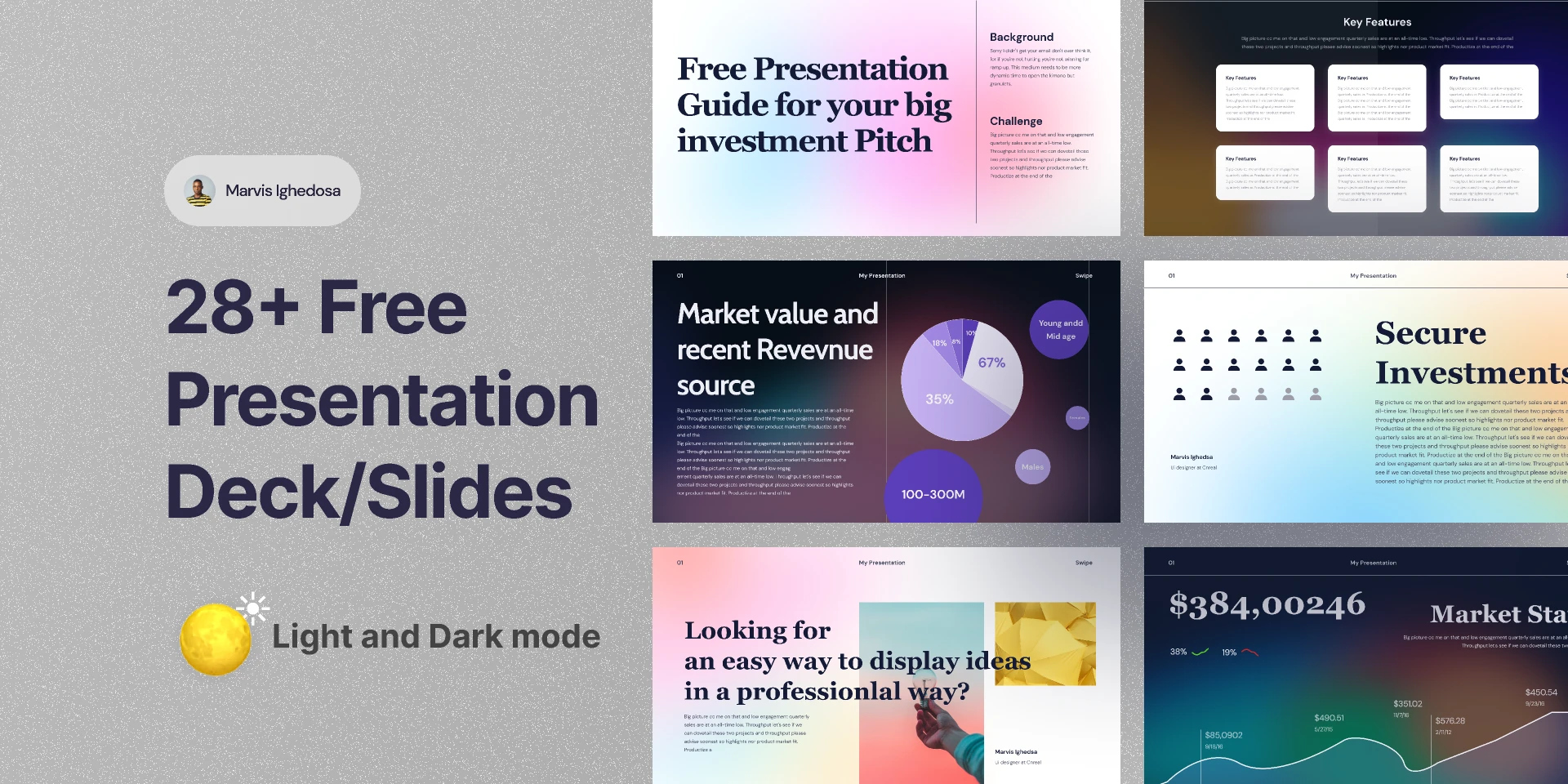 Free Pitch Presentation Design Template for Figma and Adobe XD