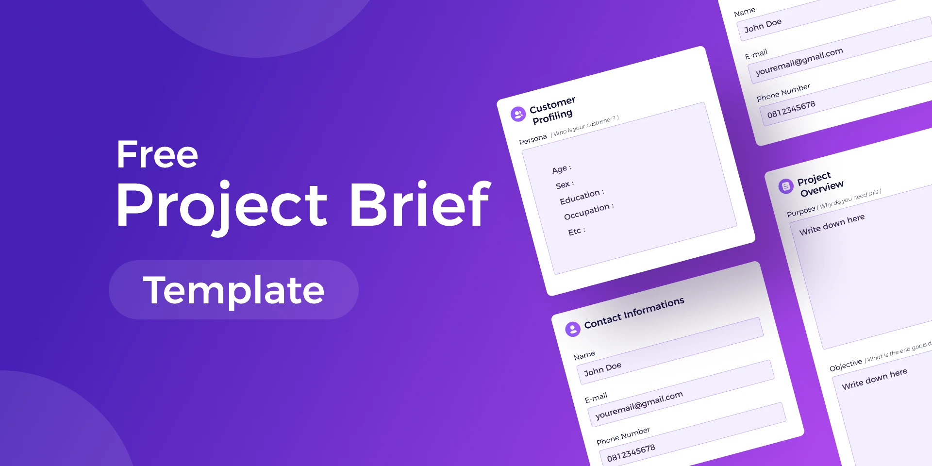 Free Project Brief Template for Figma and Adobe XD