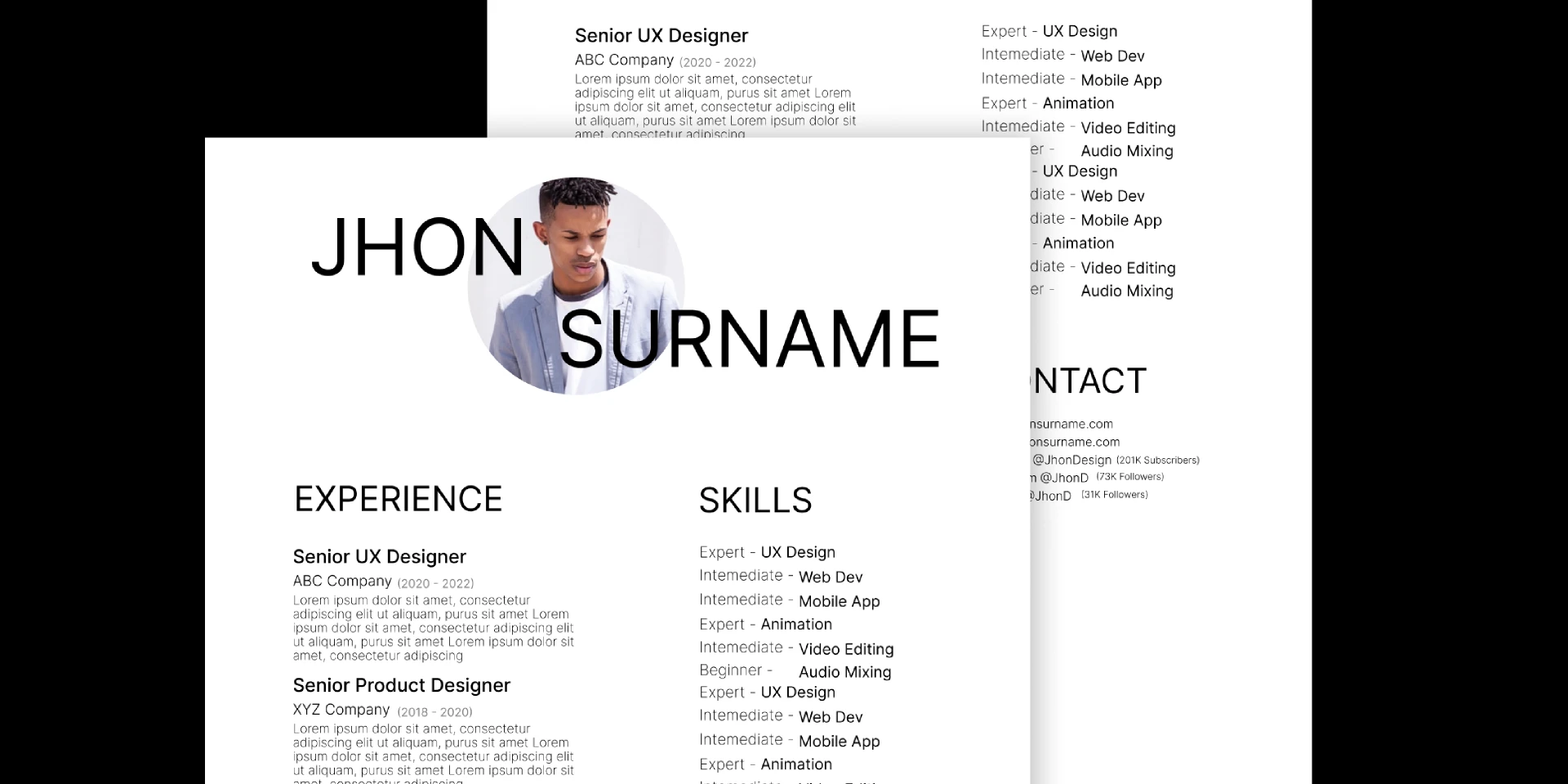 Free Resume CV Template for Figma and Adobe XD