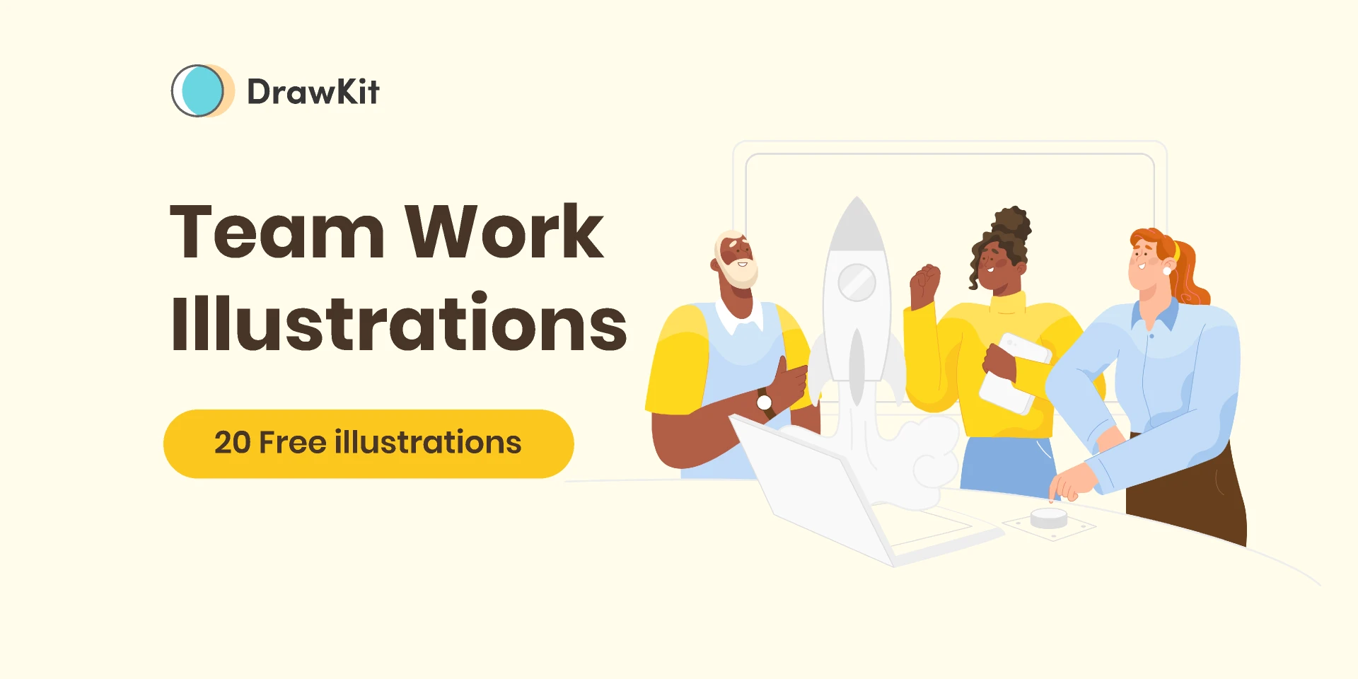 Free Team Work Illustrations - DrawKit for Figma and Adobe XD