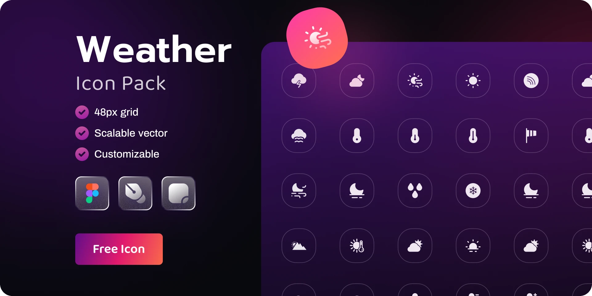 Free Weather Icon Pack for Figma and Adobe XD