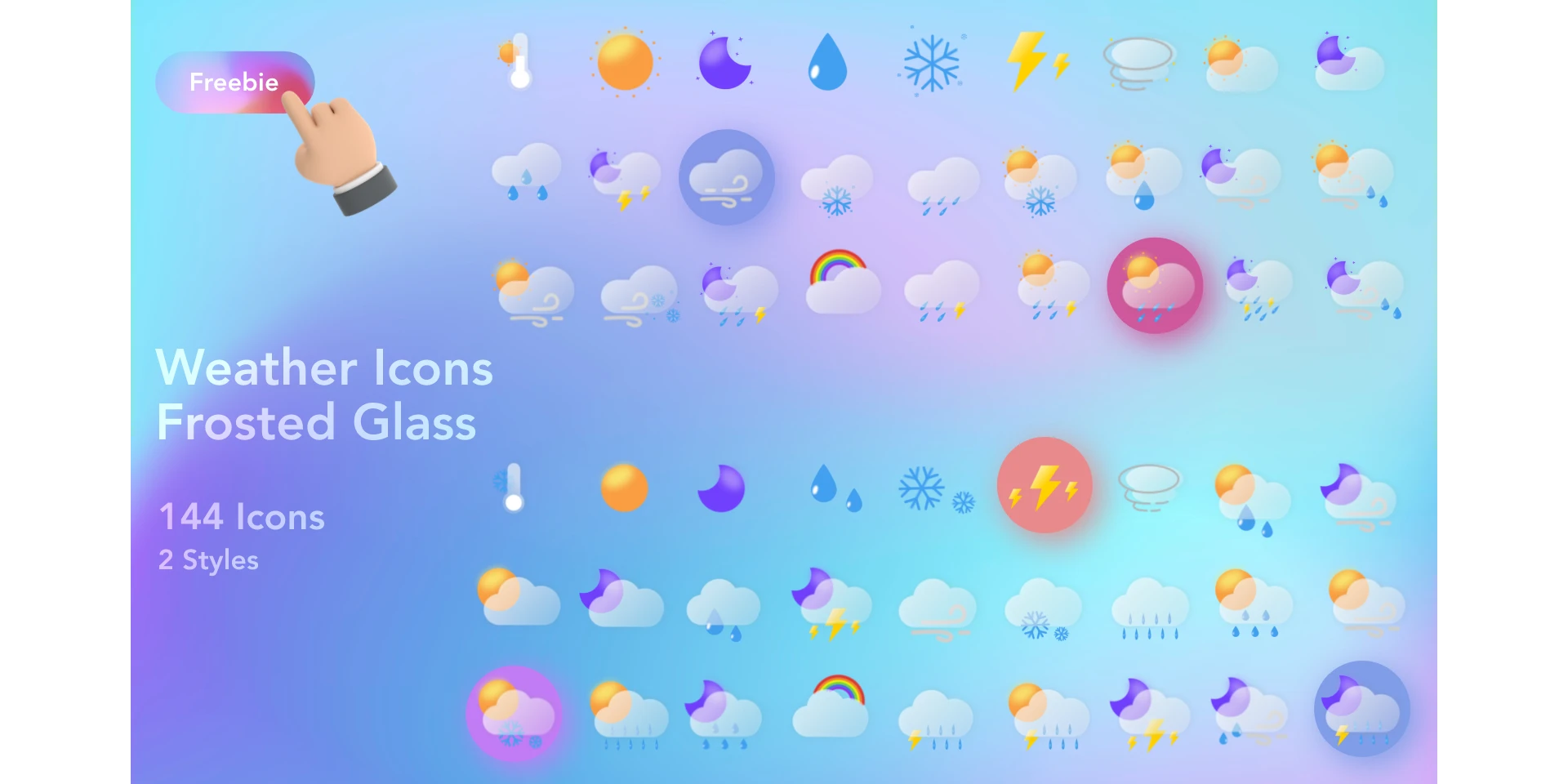 Frosted Glass Weather Icons for Figma and Adobe XD