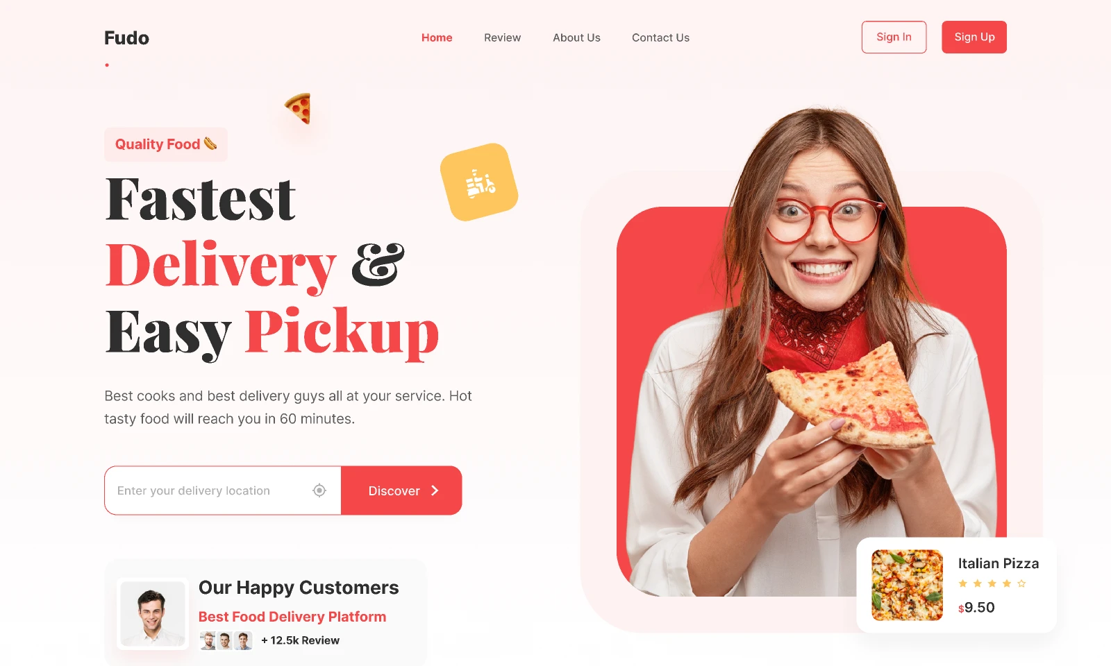 Fudo Food Delivery Landing Page for Figma and Adobe XD