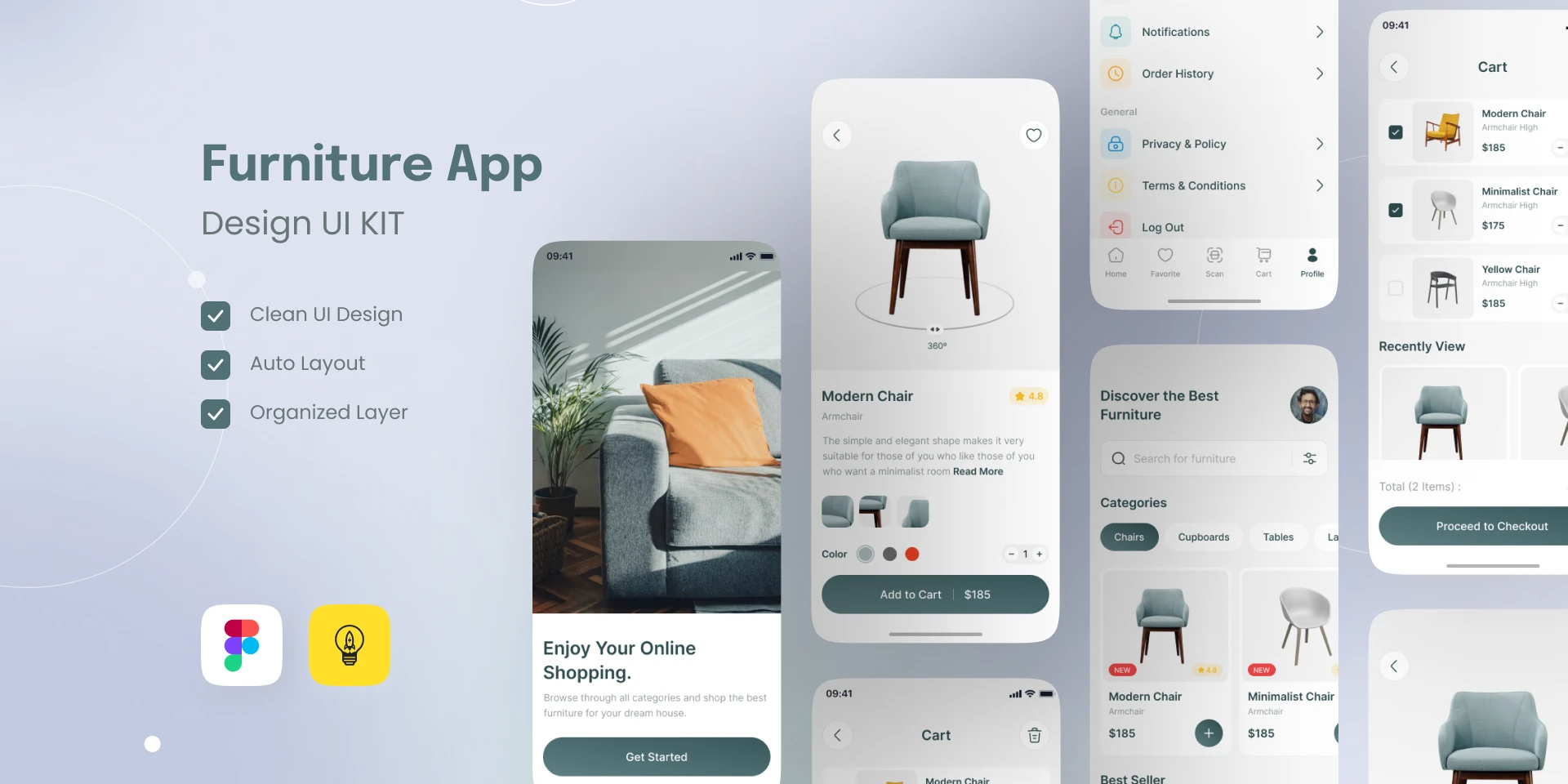 Furniture Mobile App Design for Figma and Adobe XD