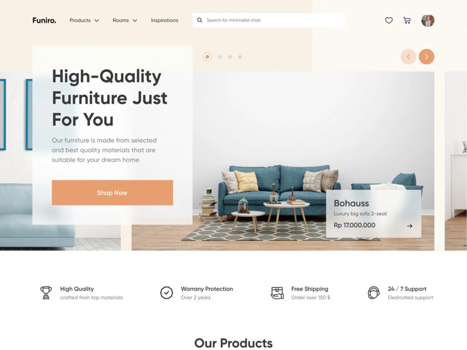 Furniture Shop WebDesign  - Free Figma Template