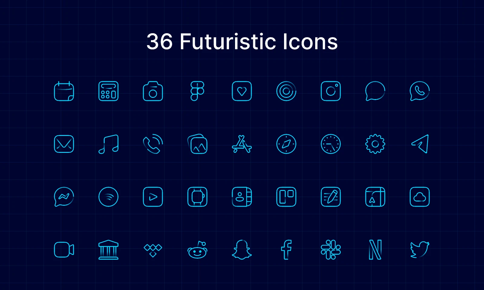 Futuristic icon set for Figma and Adobe XD
