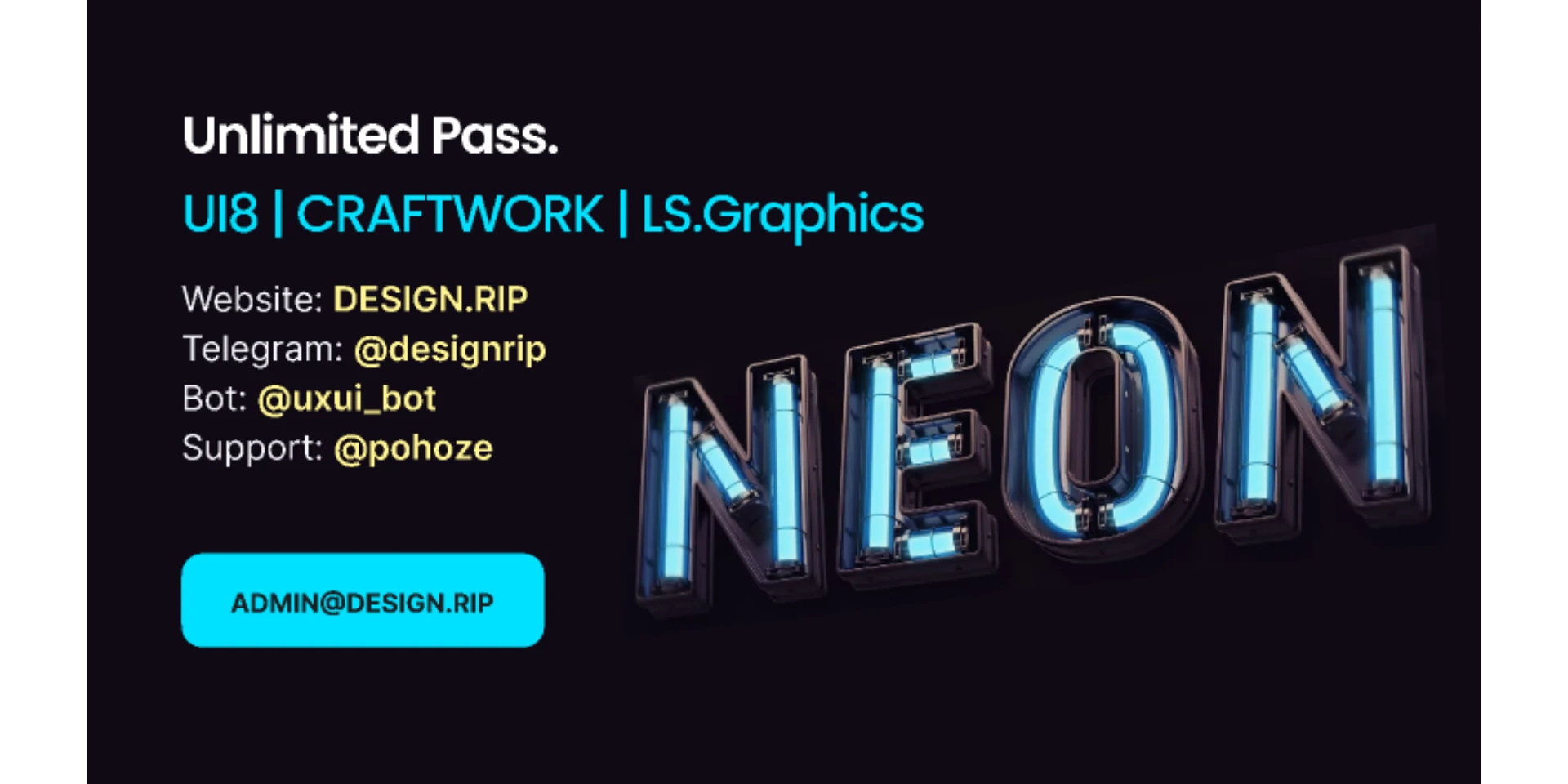 Futuristic Neon 3D Lettering for Figma and Adobe XD