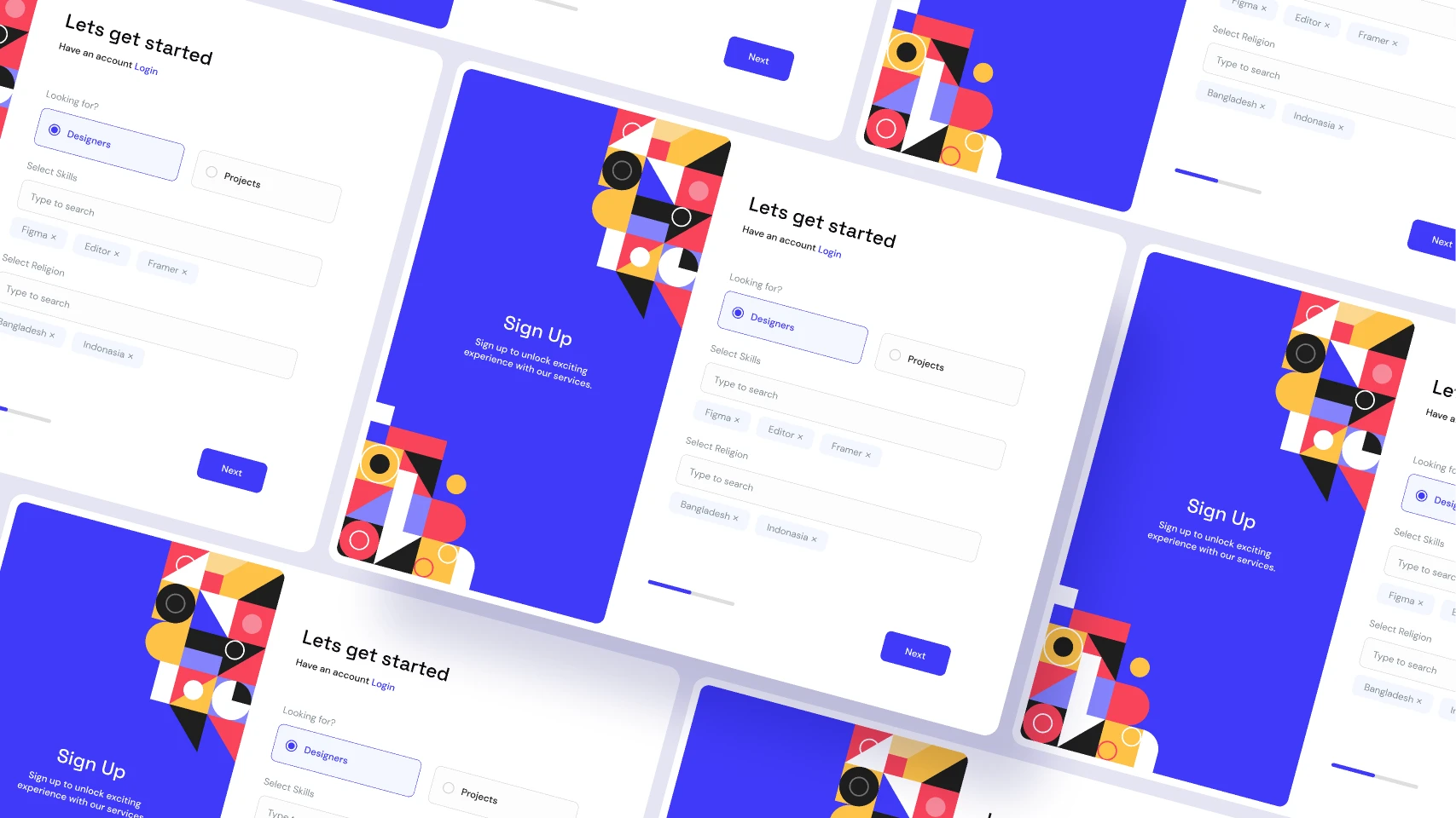 Geometric Signup Design for Figma and Adobe XD