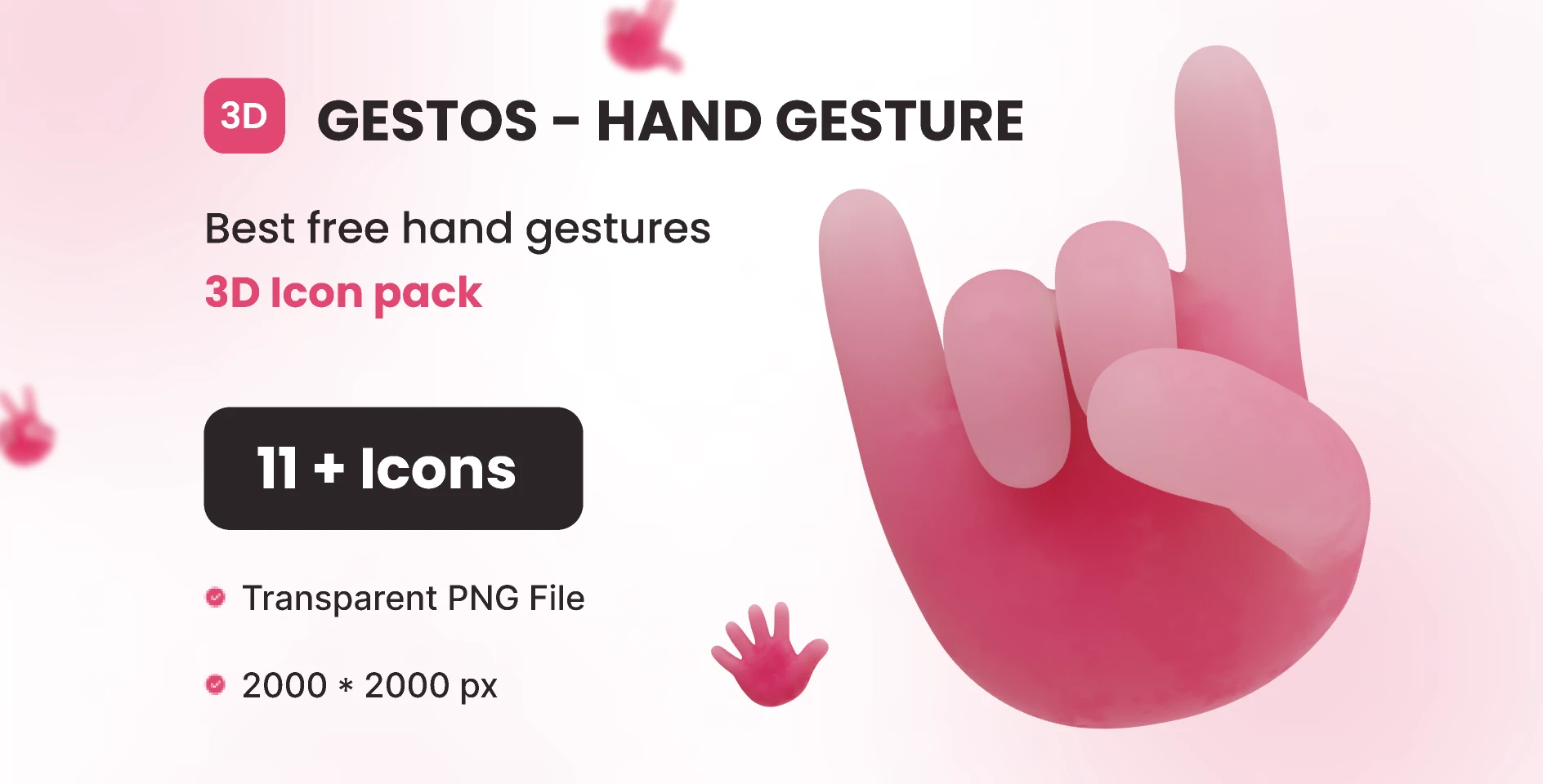 Gestos - Hand Gesture Best free hand gestures 3D Icon pack for Figma and Adobe XD