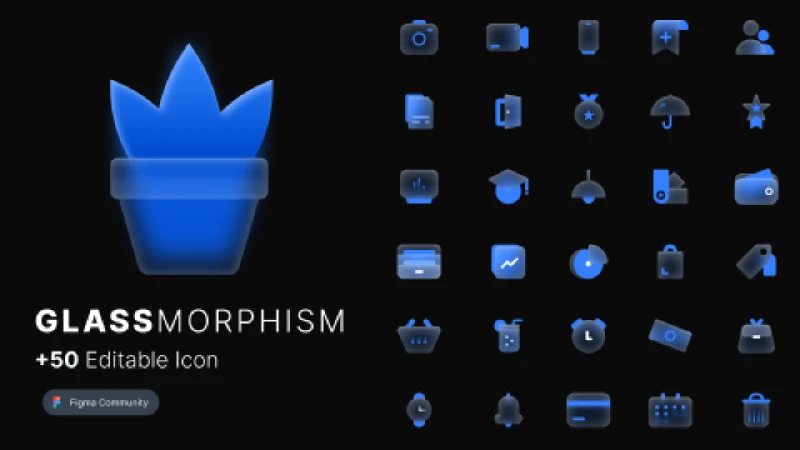 Glassmorphism Icon for Figma and Adobe XD