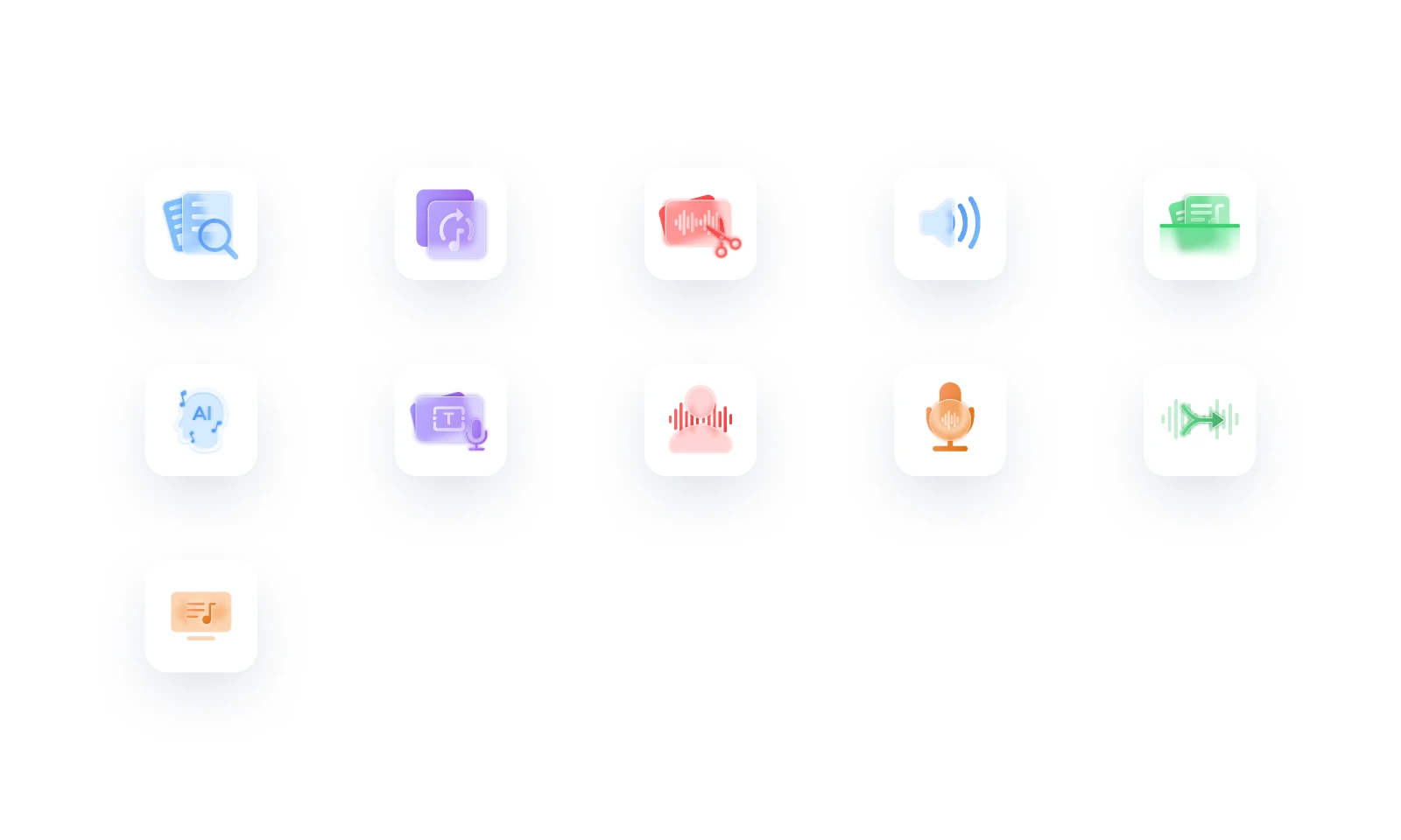 Glassmorphism Style audio icons for Figma and Adobe XD