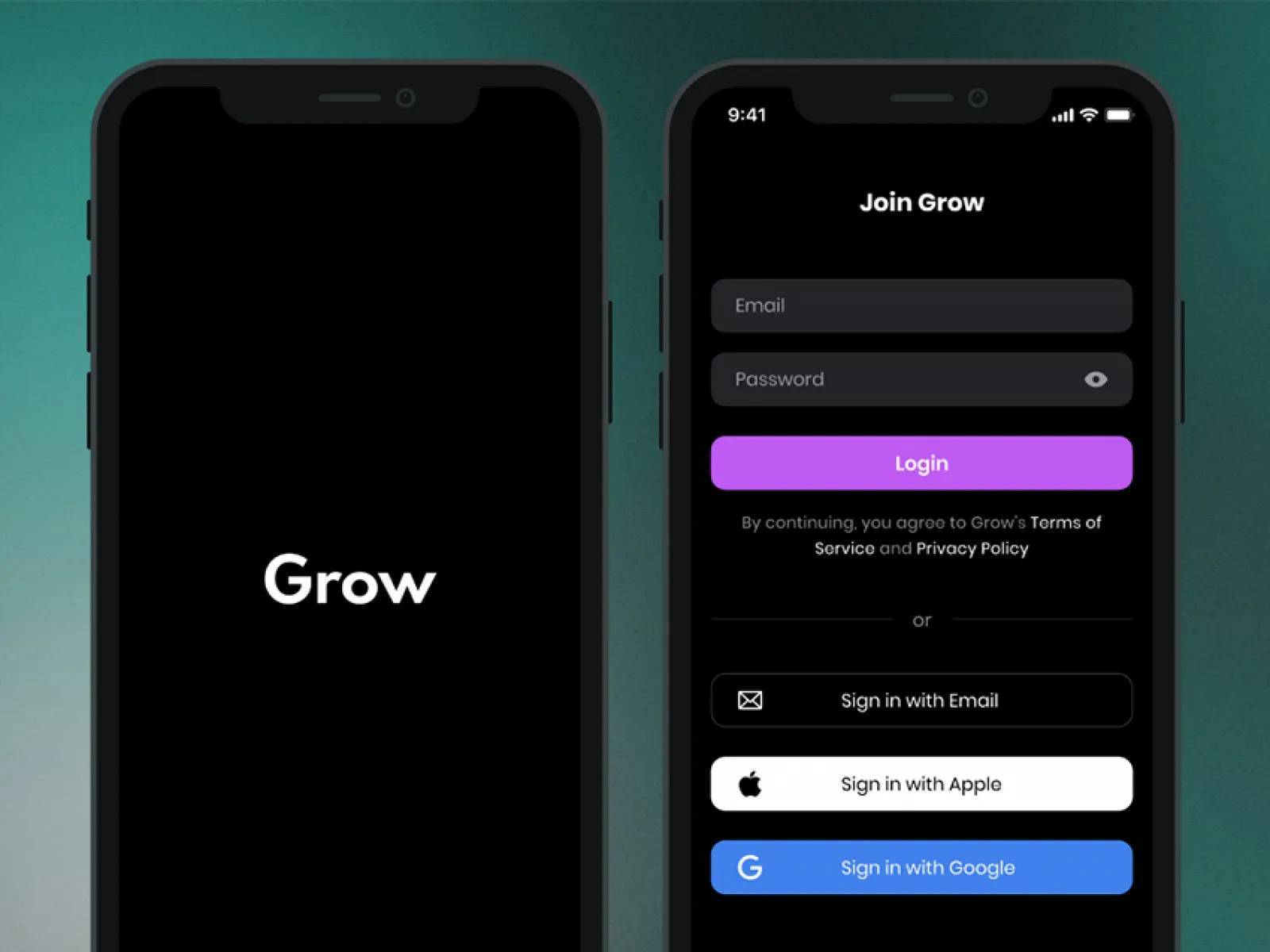 Grow Login Screen UI  - Free Figma Template