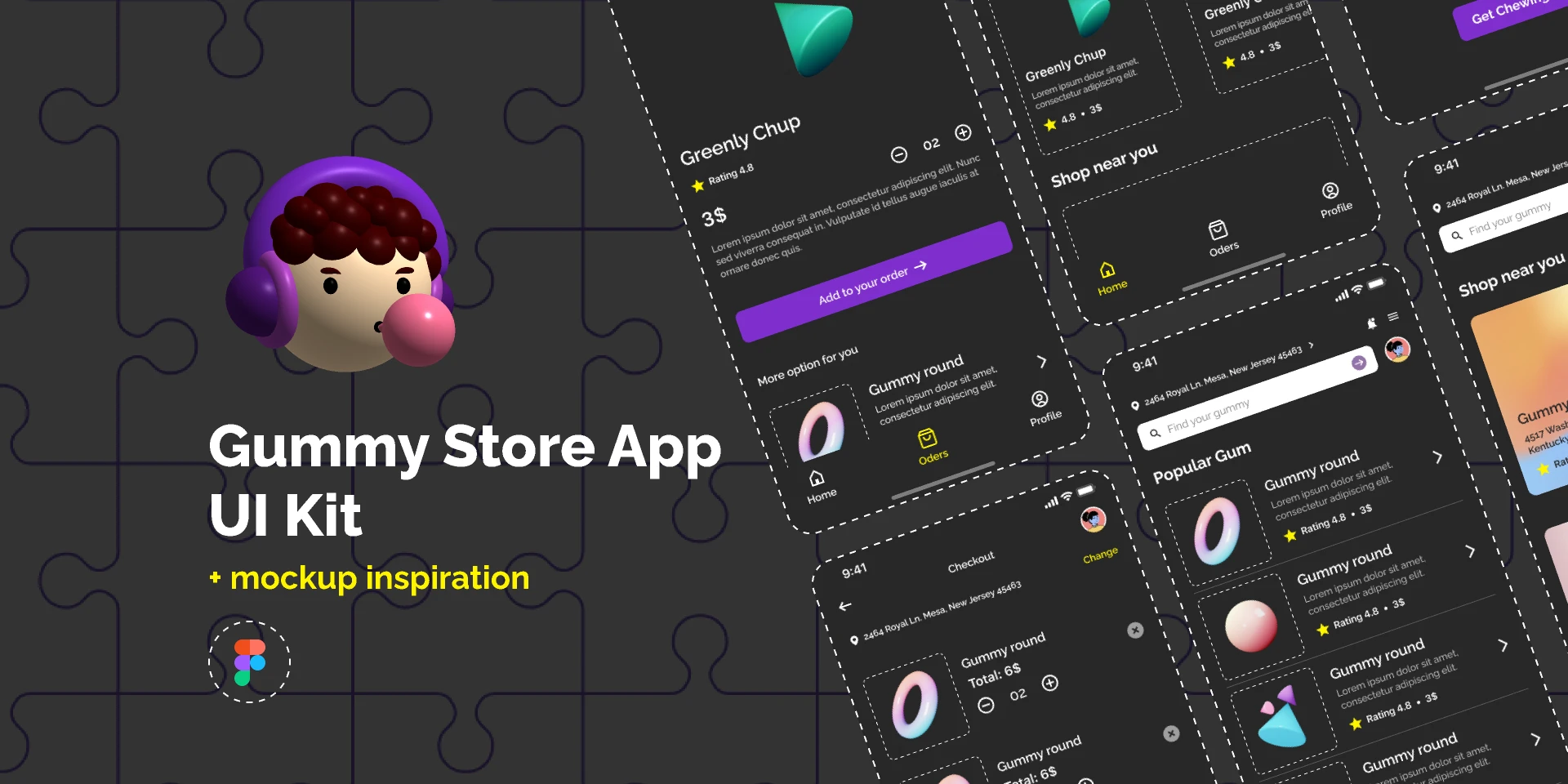 Gummy Store IOS App UI Kit for Figma and Adobe XD