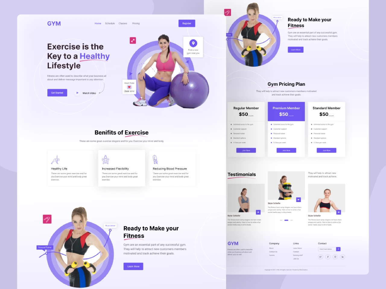 GYM - Fitness Landing Page. for Figma and Adobe XD