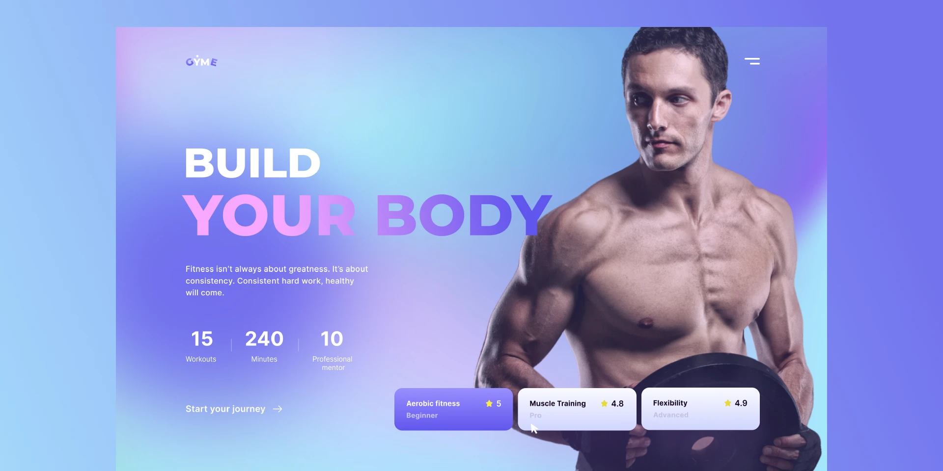 GYME - Workout Services Landing Page for Figma and Adobe XD