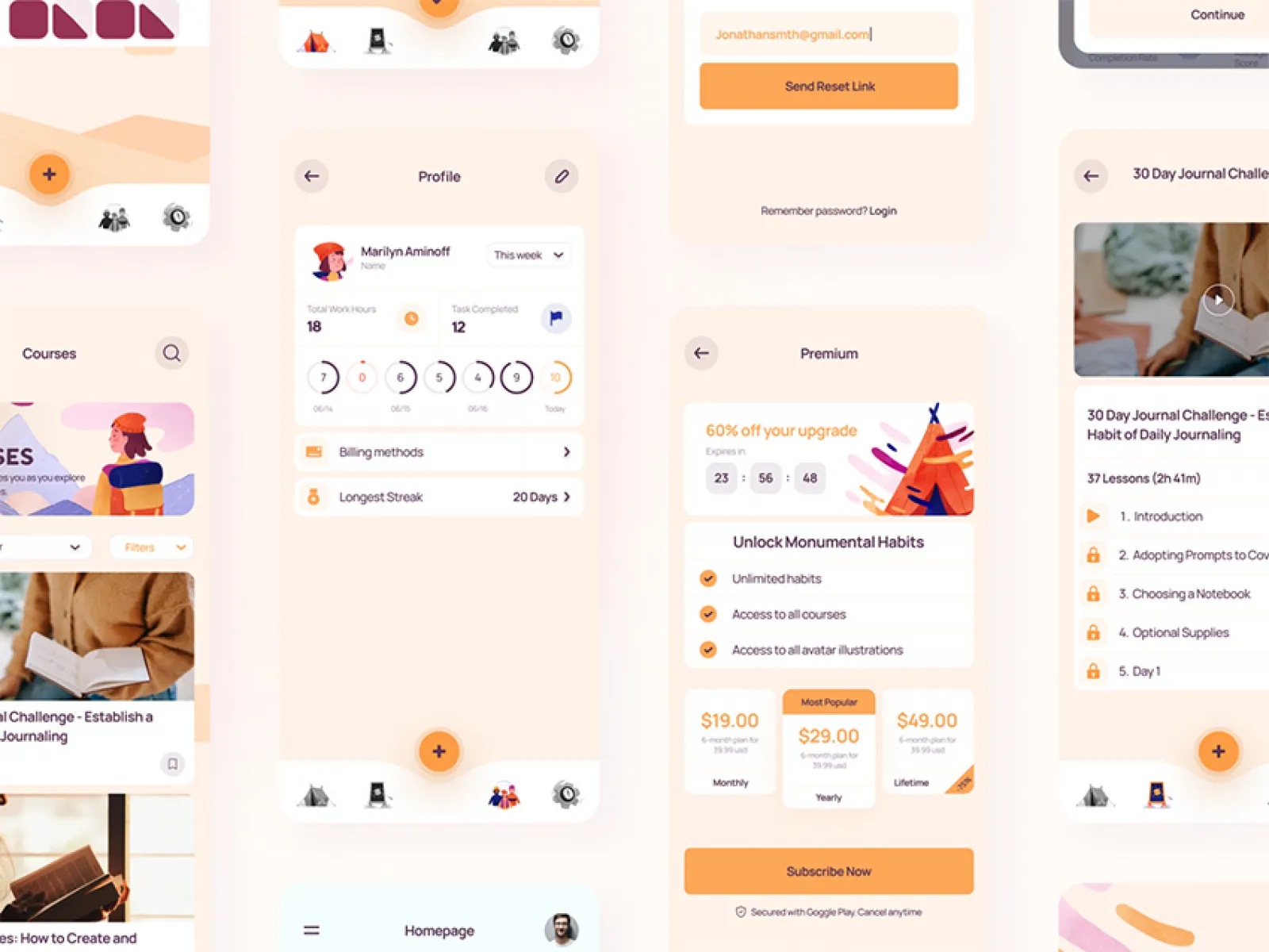 Habit-Tracking App Design  - Free Figma Template