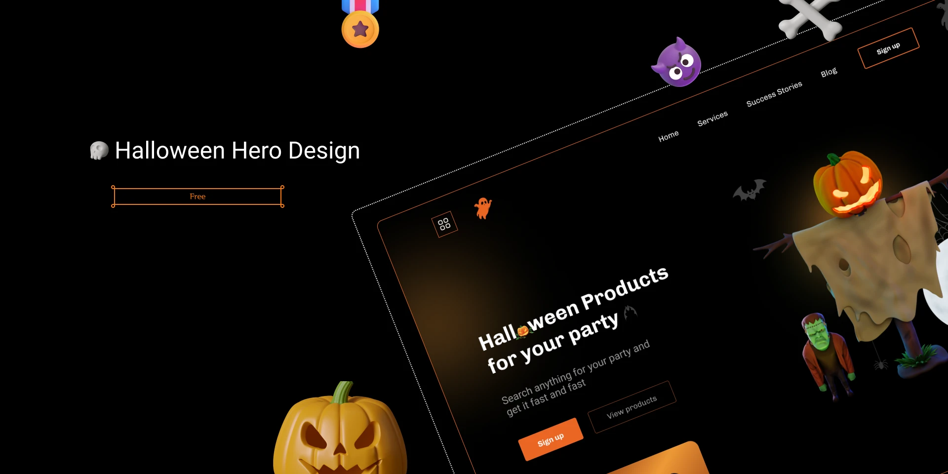Halloween Website Design for Figma and Adobe XD