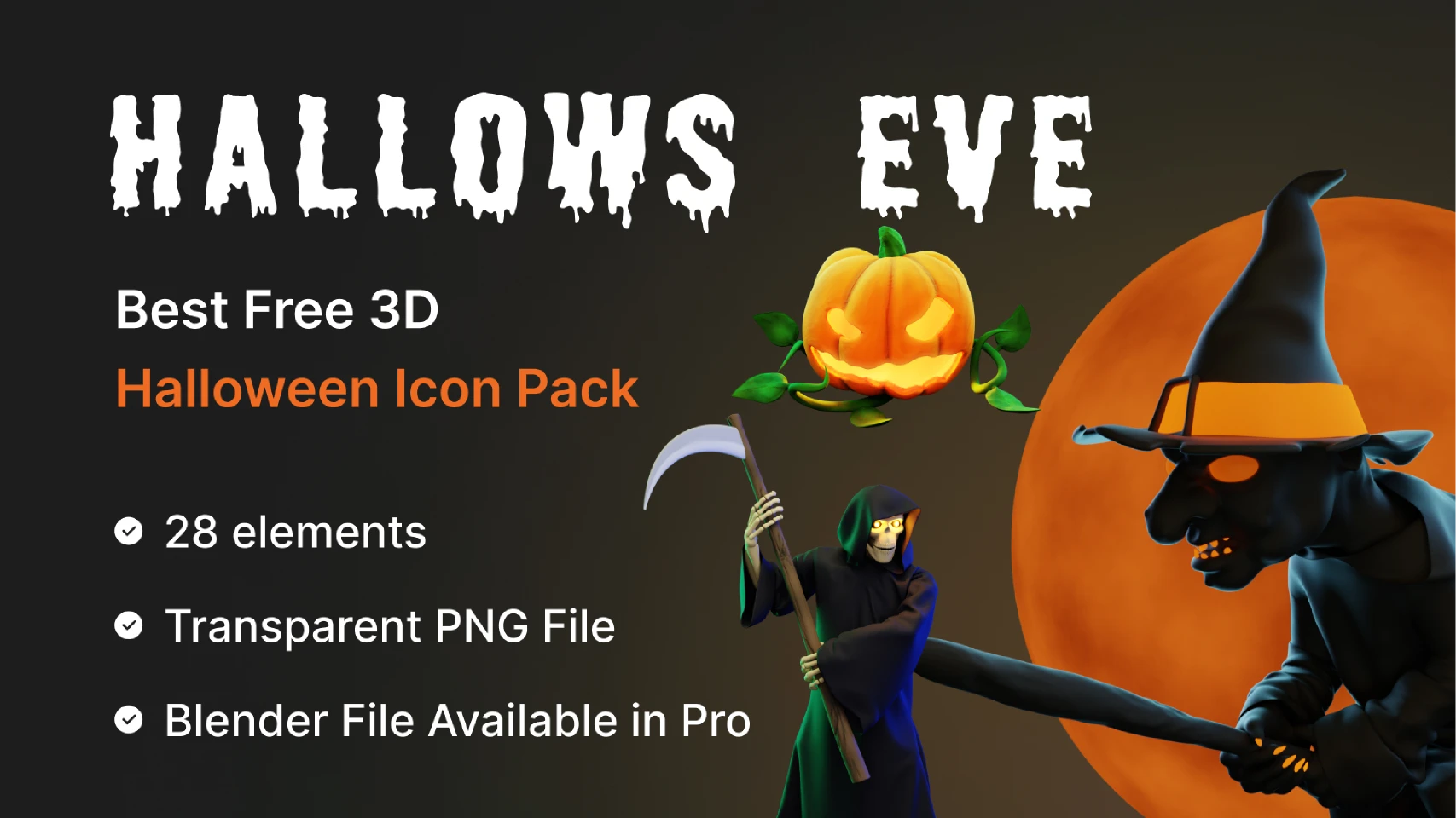 Hallows Eve  Free Halloween 3D Icon Pack for Figma and Adobe XD