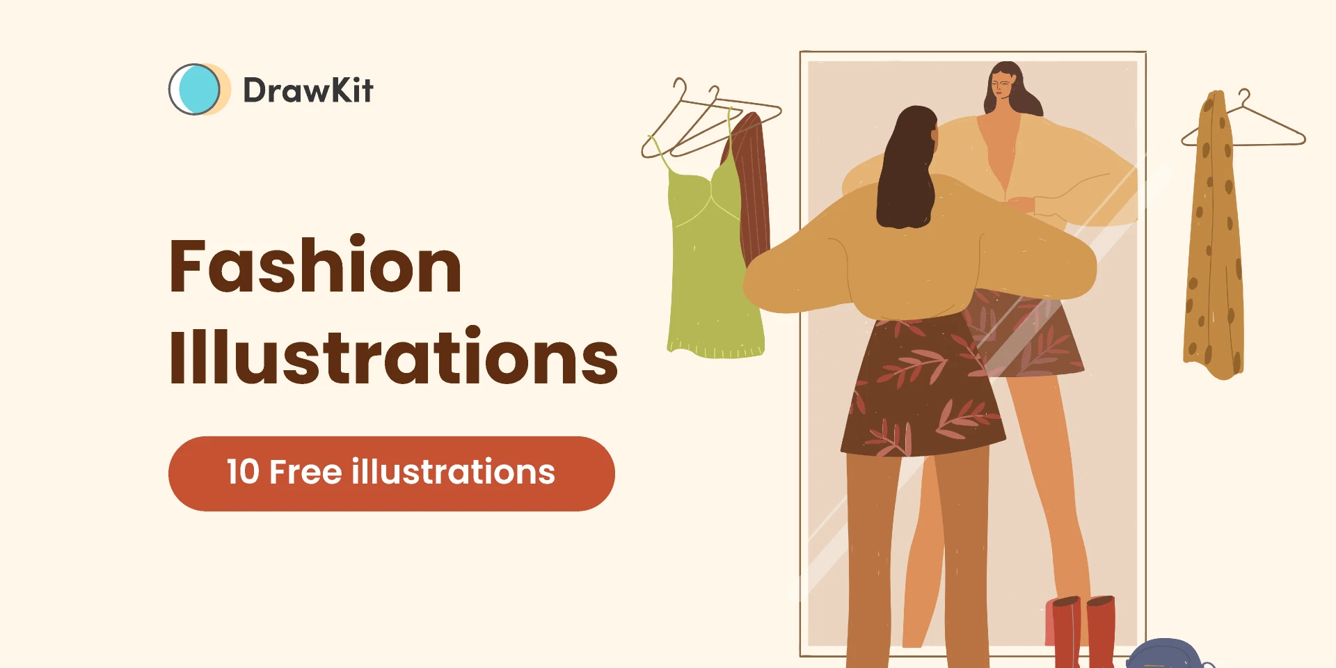 Hand-drawn Fashion Illustrations - DrawKit for Figma and Adobe XD