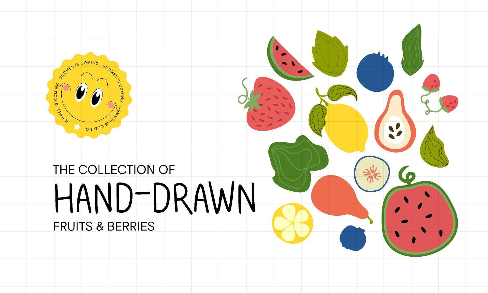 Hand-drawn Fruits & Berries Patterns for Figma and Adobe XD