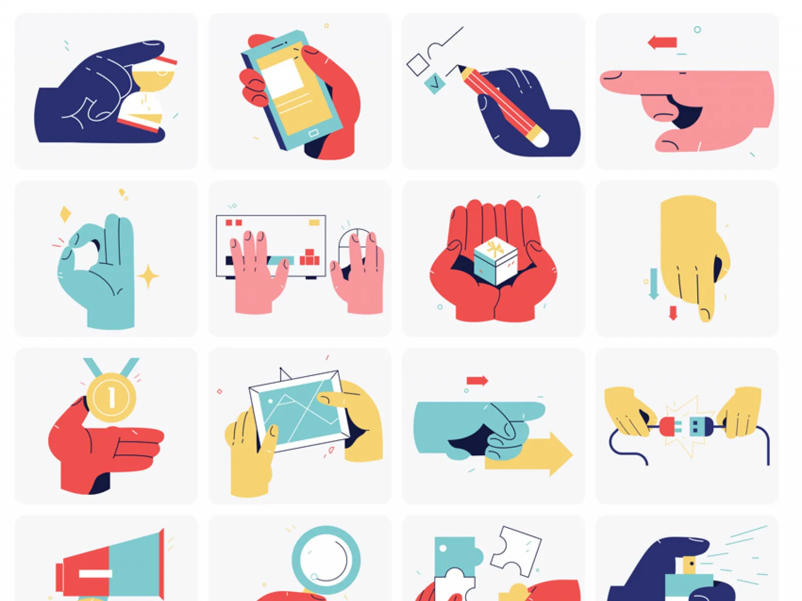 Hand Motions Illustrations  - Free Figma Template