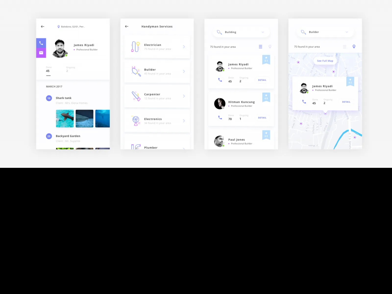 Handyman App Design UI Kit  - Free Figma Template